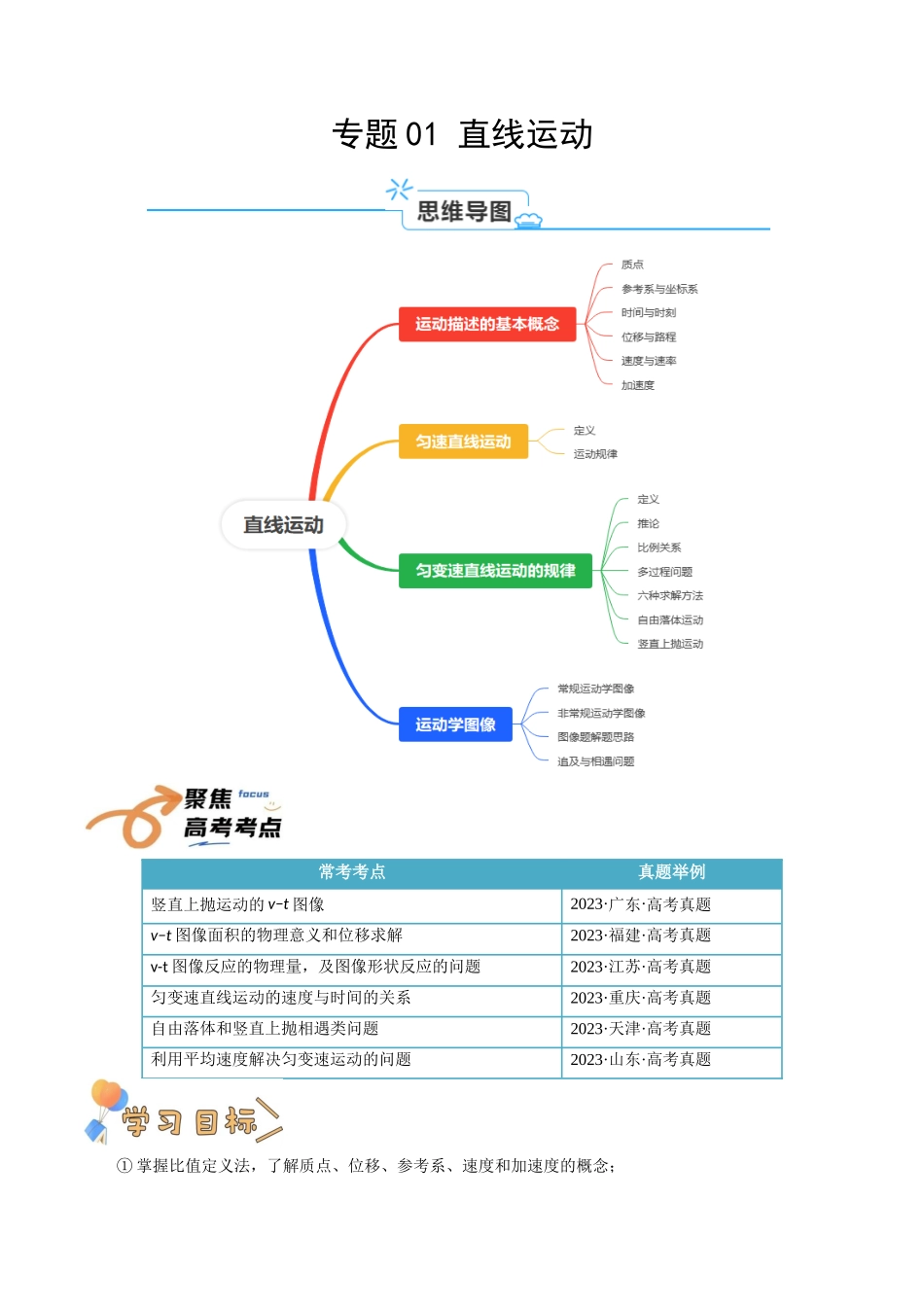 专题01 直线运动(学生版).docx_第1页