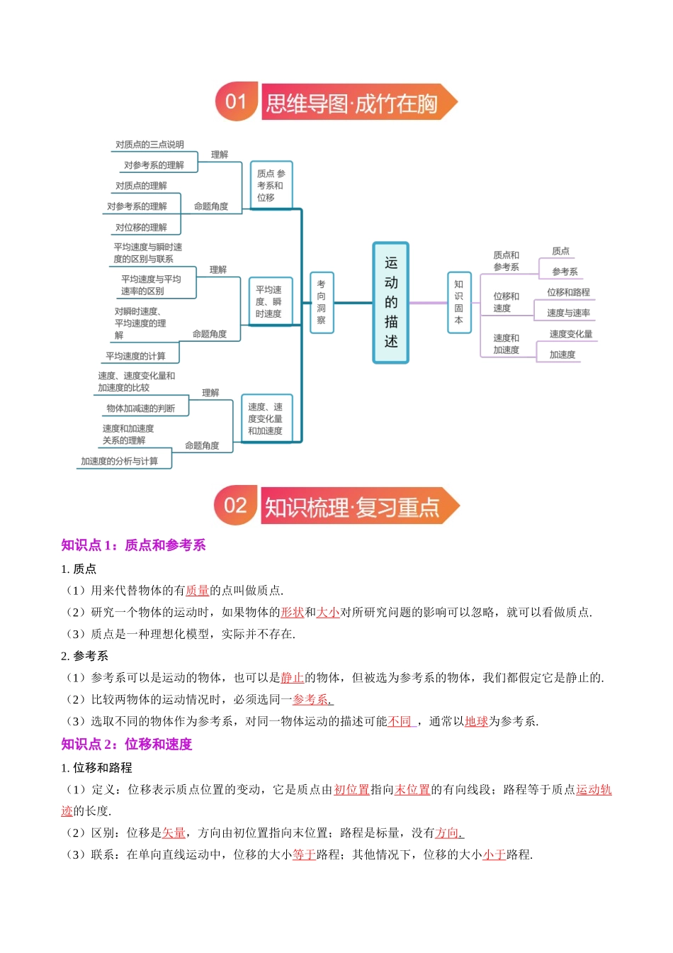 专题01 运动的描述（教师版）.docx_第2页