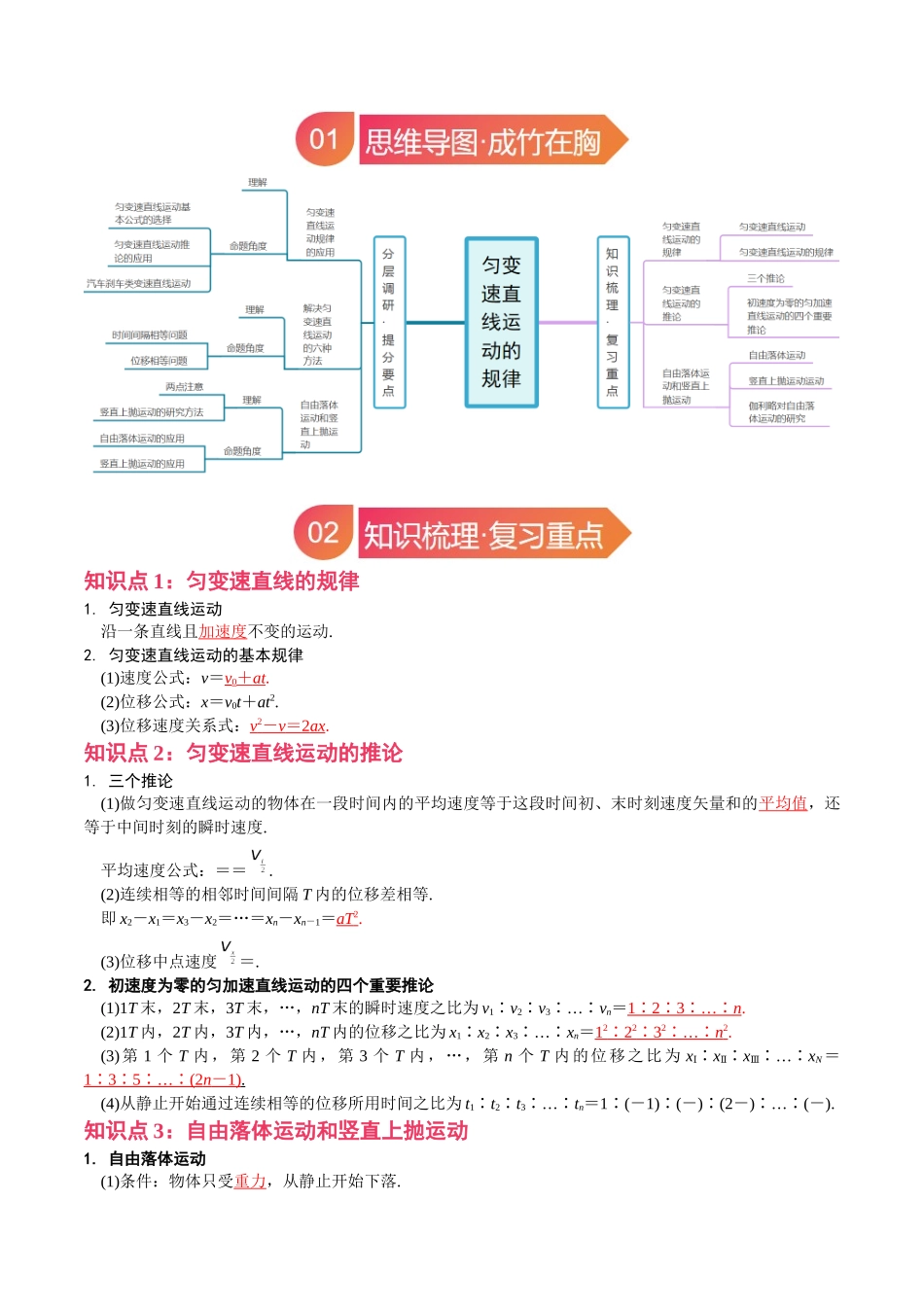 专题02 匀变速直线的运动规律（教师版）.docx_第2页