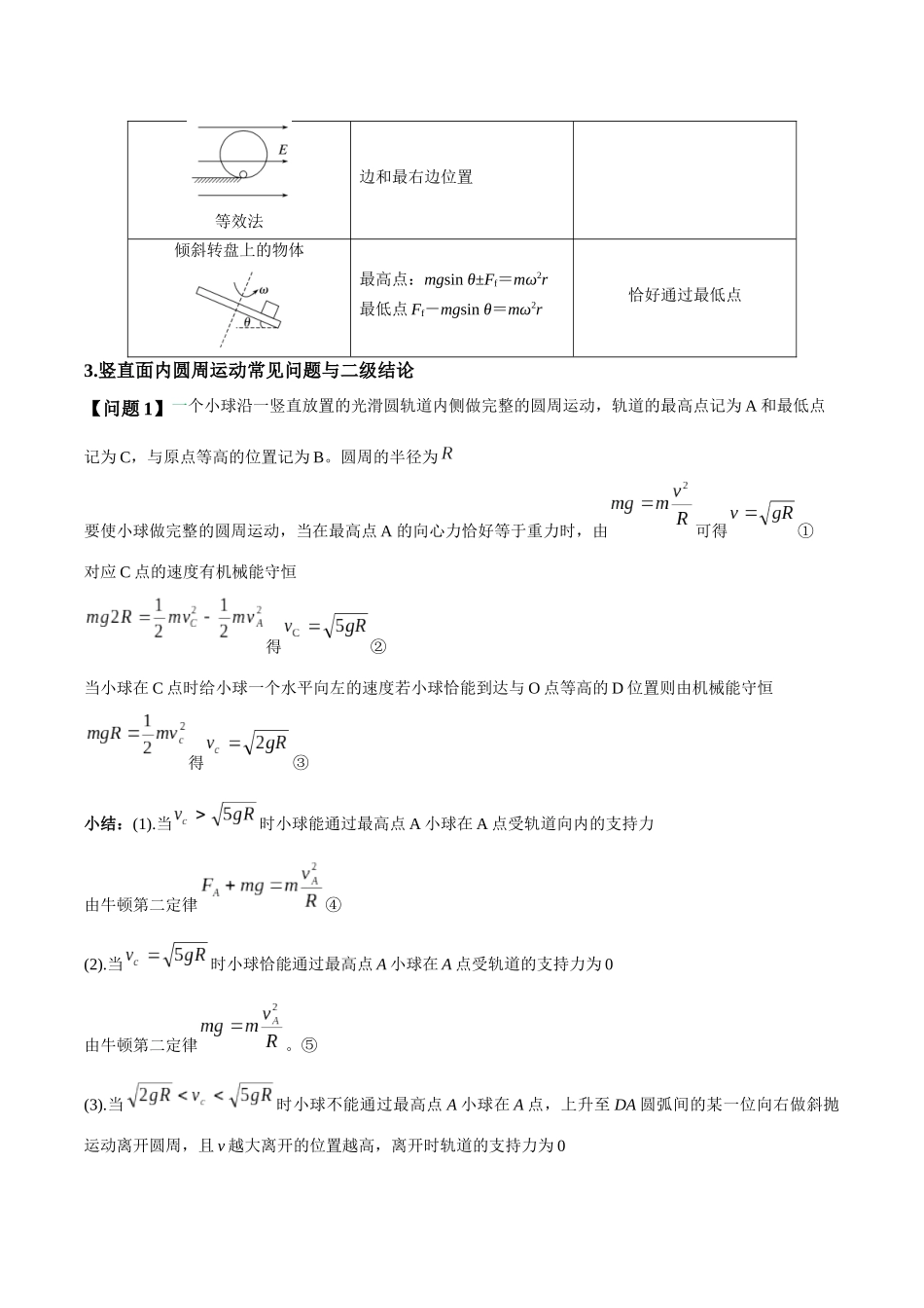 专题06 圆周运动模型中临界问题和功与能（模型与方法讲义）（全国通用）（教师版）.docx_第2页