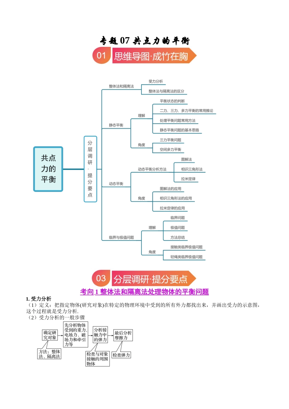 专题07 共点力的平衡(学生版).docx_第1页