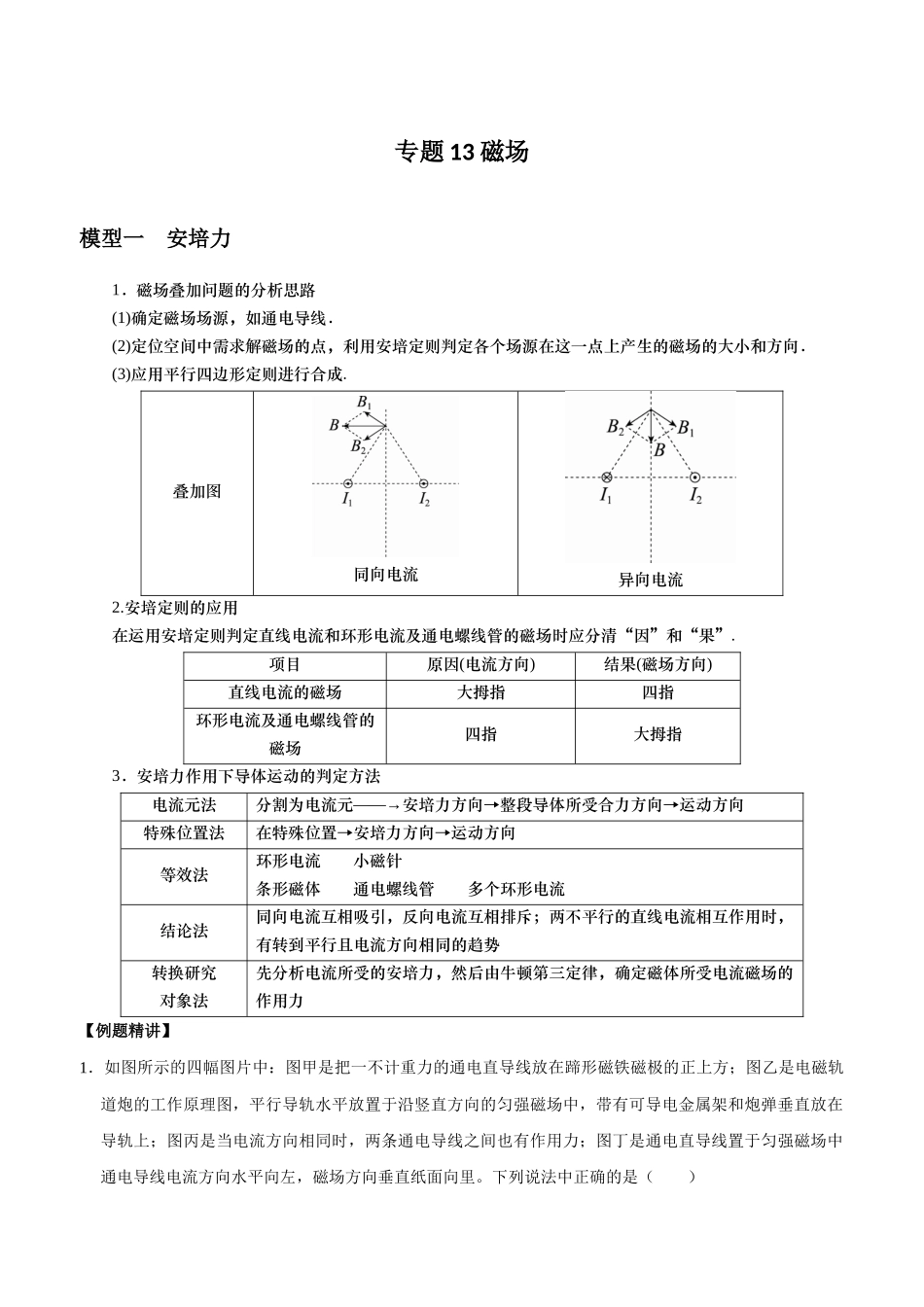 专题13 磁场（学生版）.docx_第1页