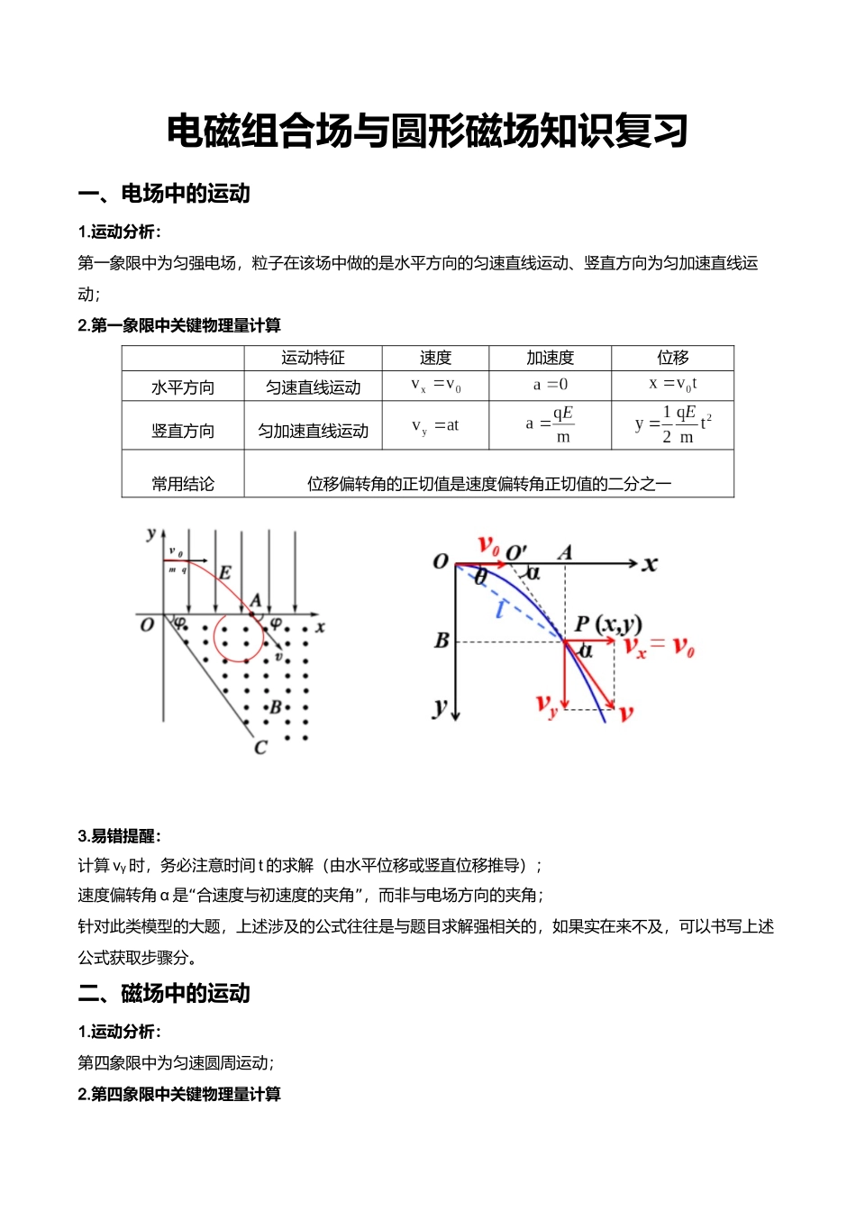 组合场与圆形磁场复习 解析版.docx_第1页