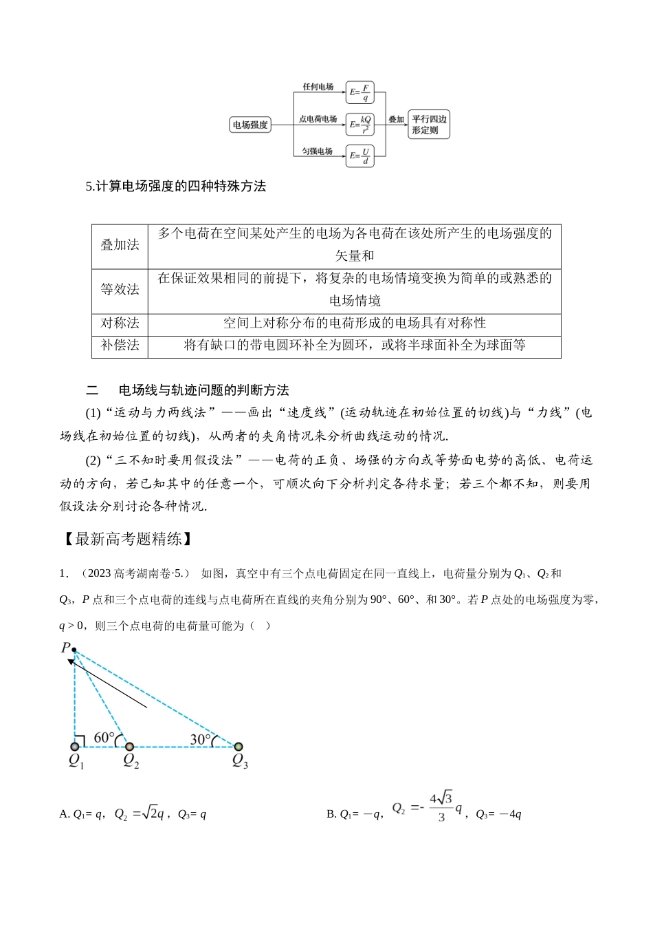 10.2电场和电场强度(解析版)高考一轮复习100考点100讲.docx_第3页