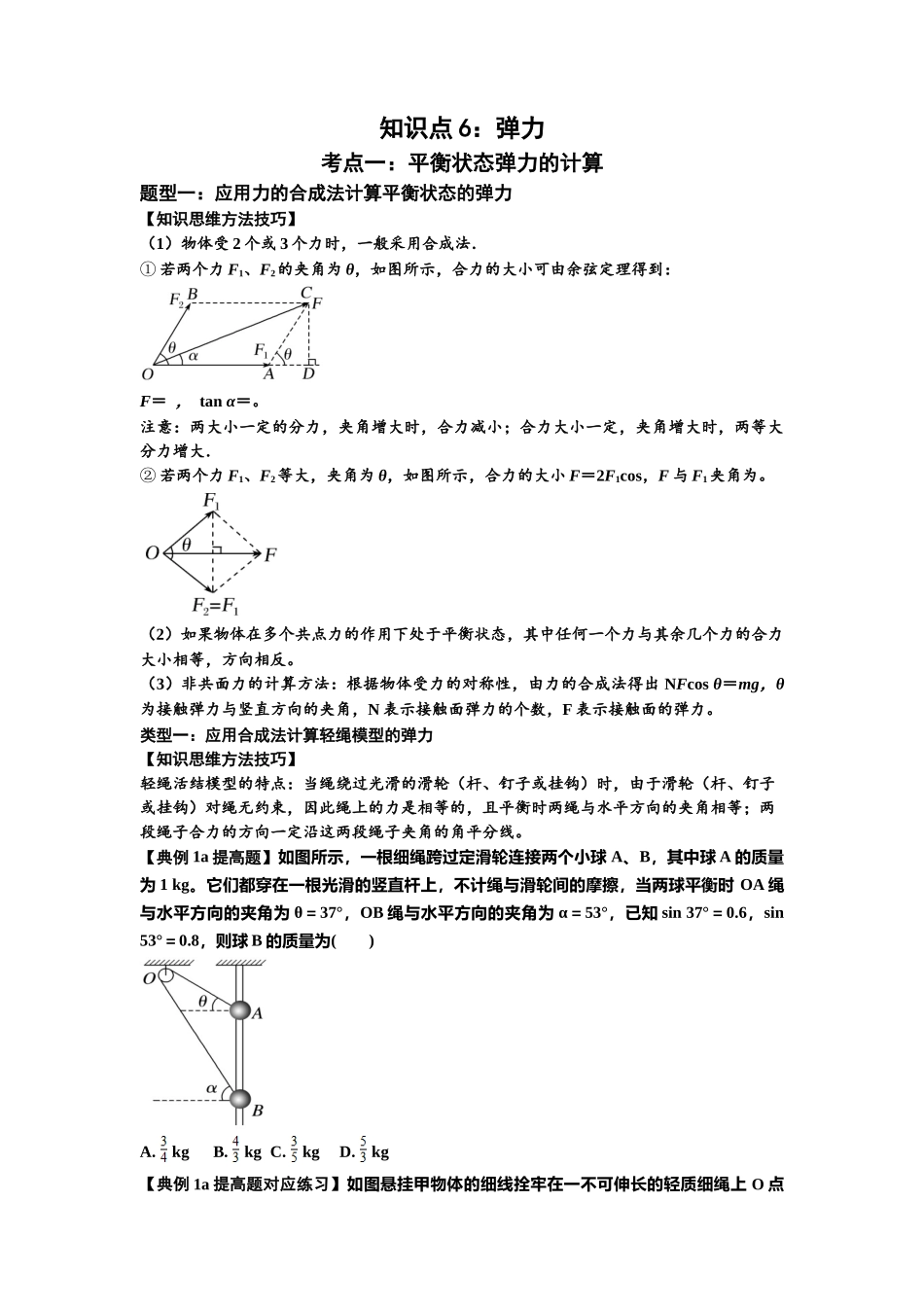 知识点6:弹力(提高原卷版).docx_第1页
