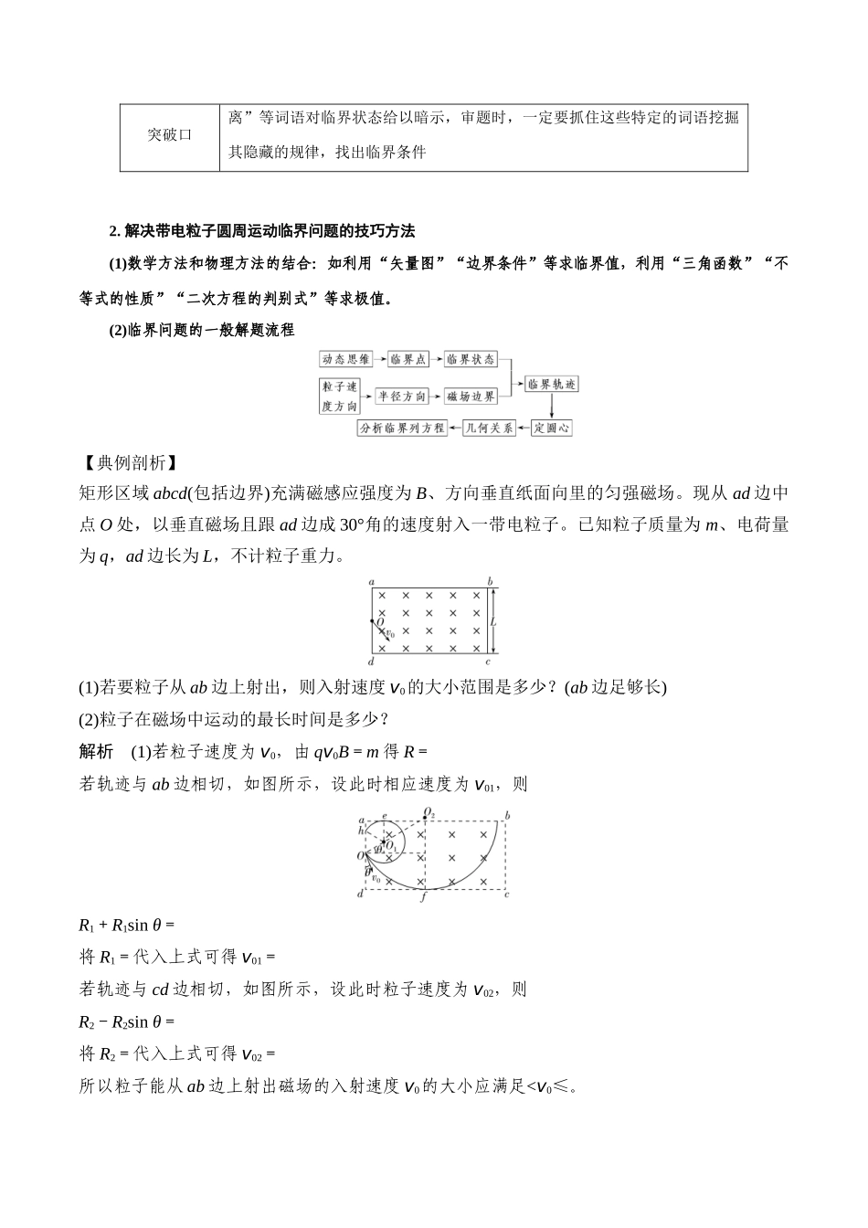 12.6带电粒子在磁场中运动的临界和极值问题（原卷版）高考一轮复习100考点100讲.docx_第2页