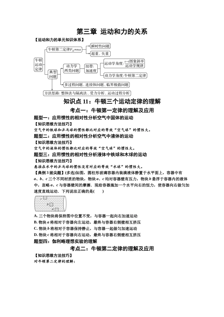 知识点11：牛顿三个运动定律的理解（拔尖原卷版）.docx_第1页
