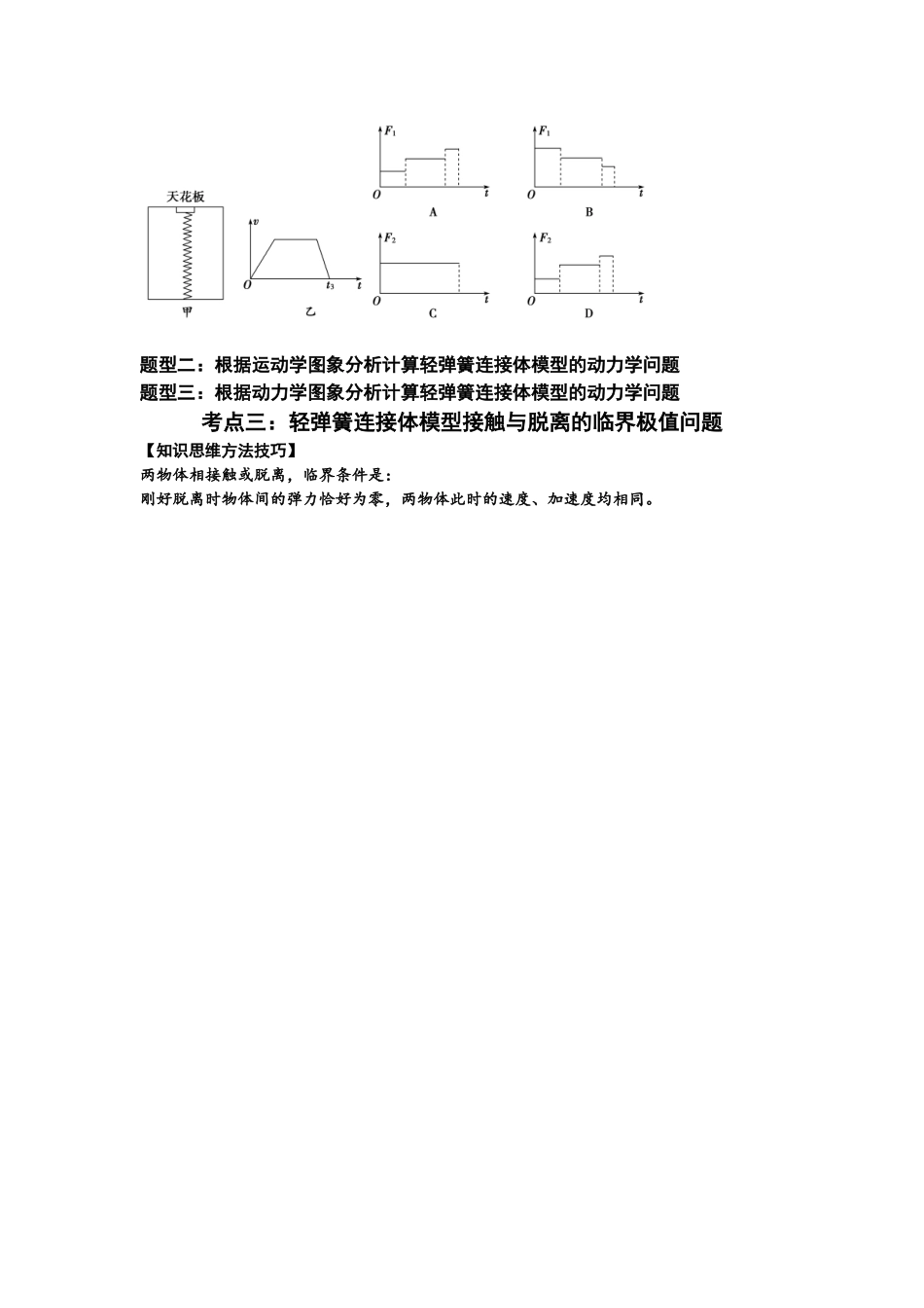 知识点16:轻弹簧连接体模型的动力学问题(拔尖学生版).docx_第2页