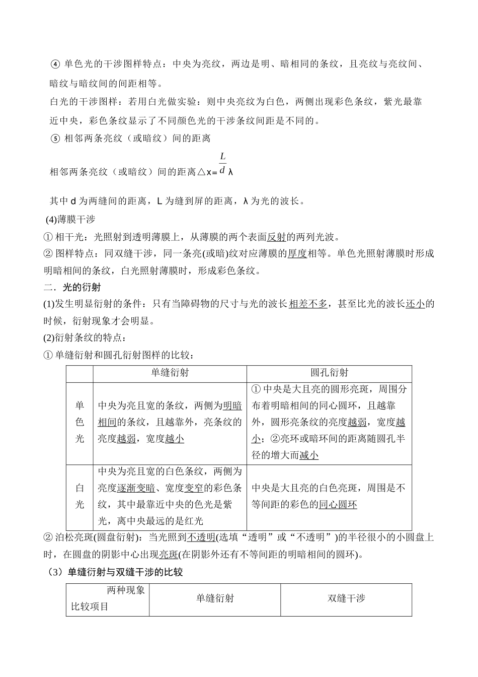 15.5光的干涉、衍射和偏振（原卷版）高考一轮复习100考点100讲.docx_第2页