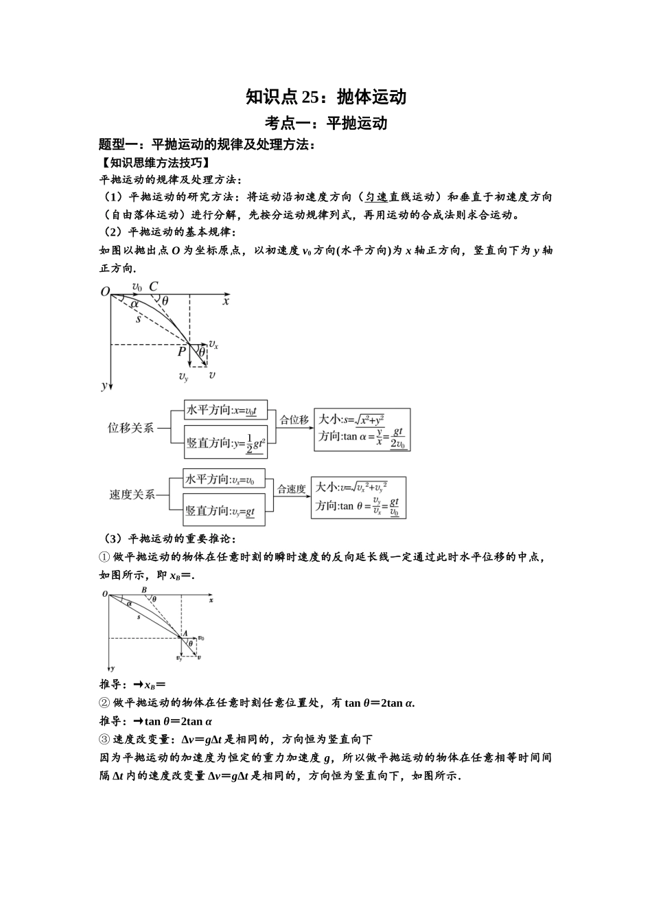 知识点25：抛体运动（拔尖教师版）.docx_第1页