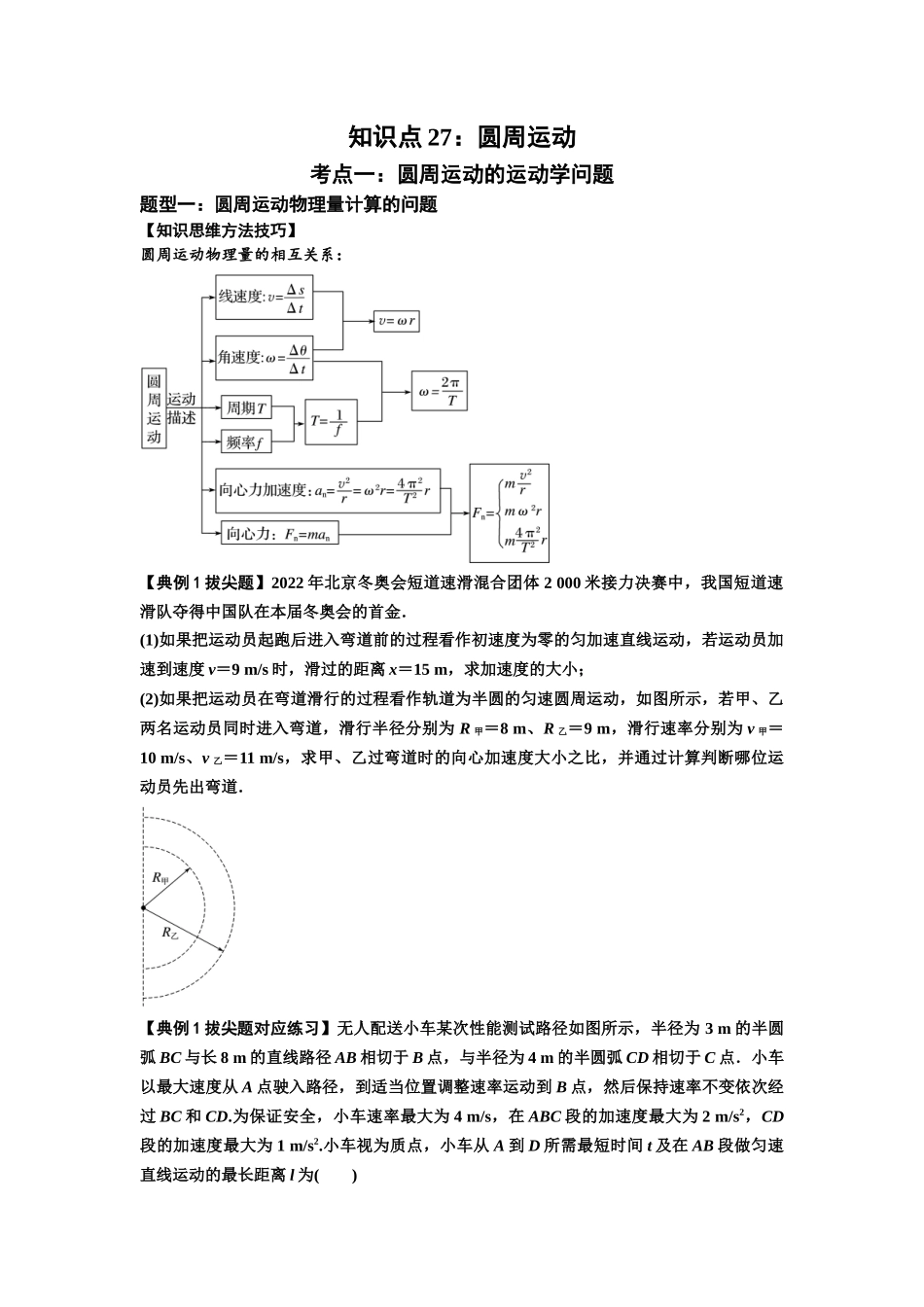 知识点27：圆周运动(拔尖学生版）.docx_第1页
