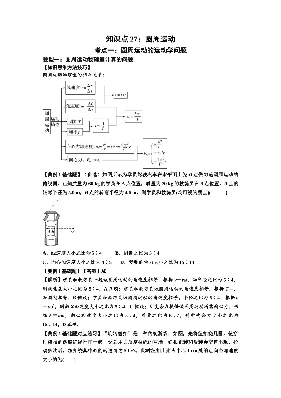 知识点27：圆周运动(解析版）.docx_第1页