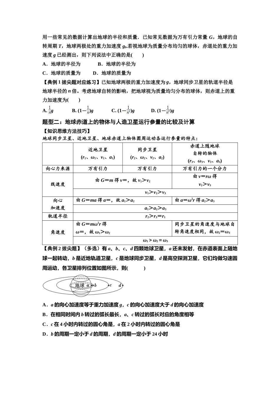 知识点30：万有引力定律及其应用（考虑星球自转）（拔尖原卷版）.docx_第2页