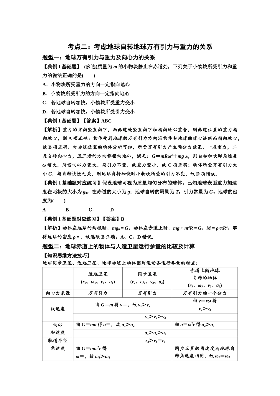 知识点30：万有引力定律及其应用（考虑星球自转）（解析版）.docx_第2页