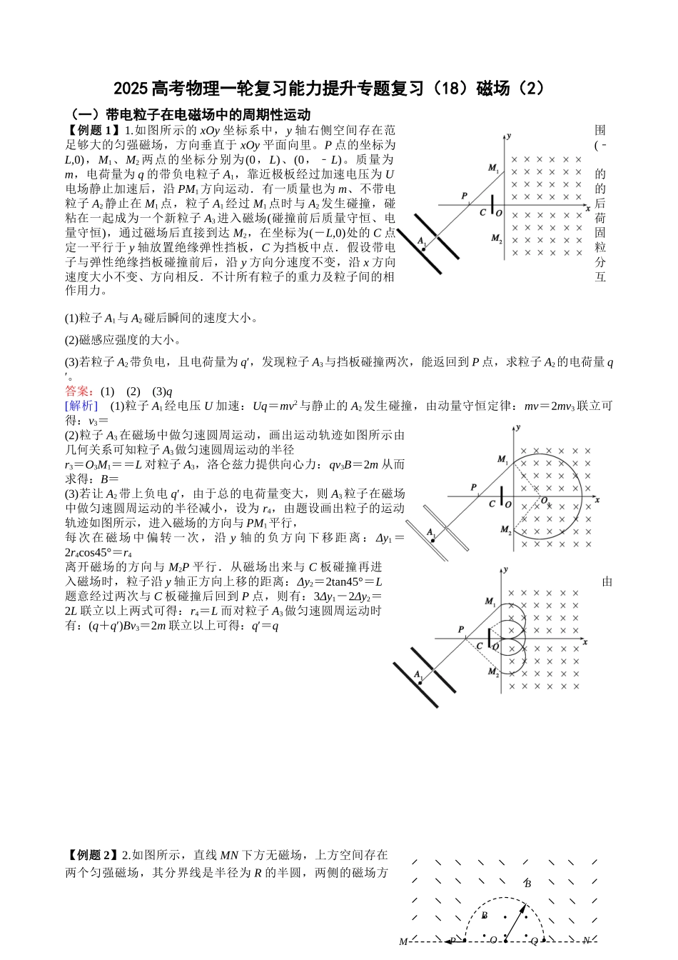 2025高考物理一轮复习能力提升专题复习（18）磁场（2）（教师版）（定稿）.docx_第1页