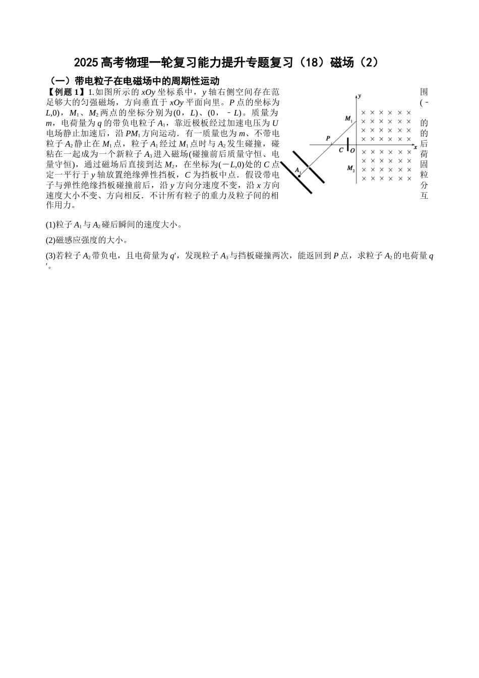 2025高考物理一轮复习能力提升专题复习(18)磁场(2)(学生版).docx_第1页