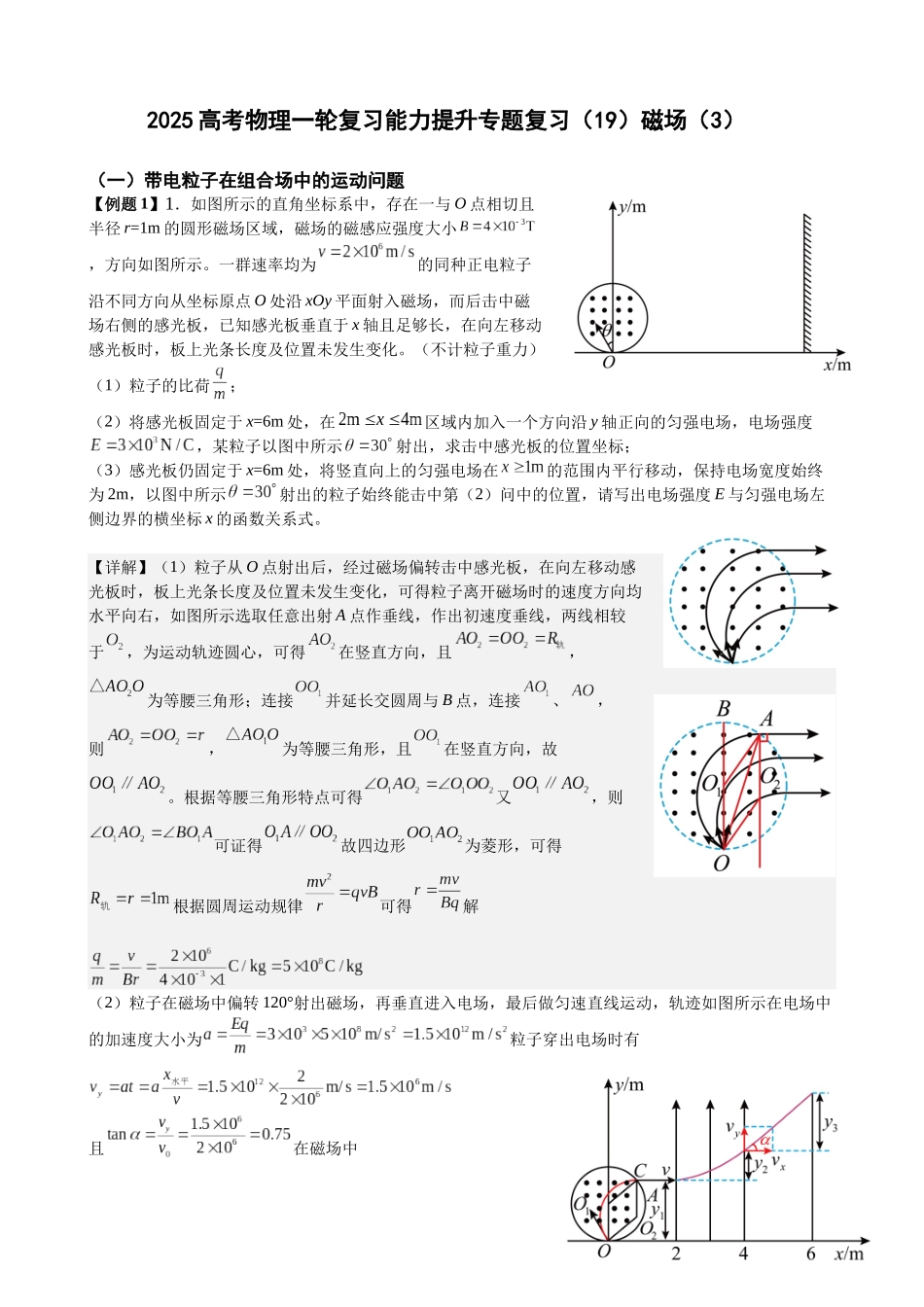 2025高考物理一轮复习能力提升专题复习(19)磁场(3)(教师版).docx_第1页
