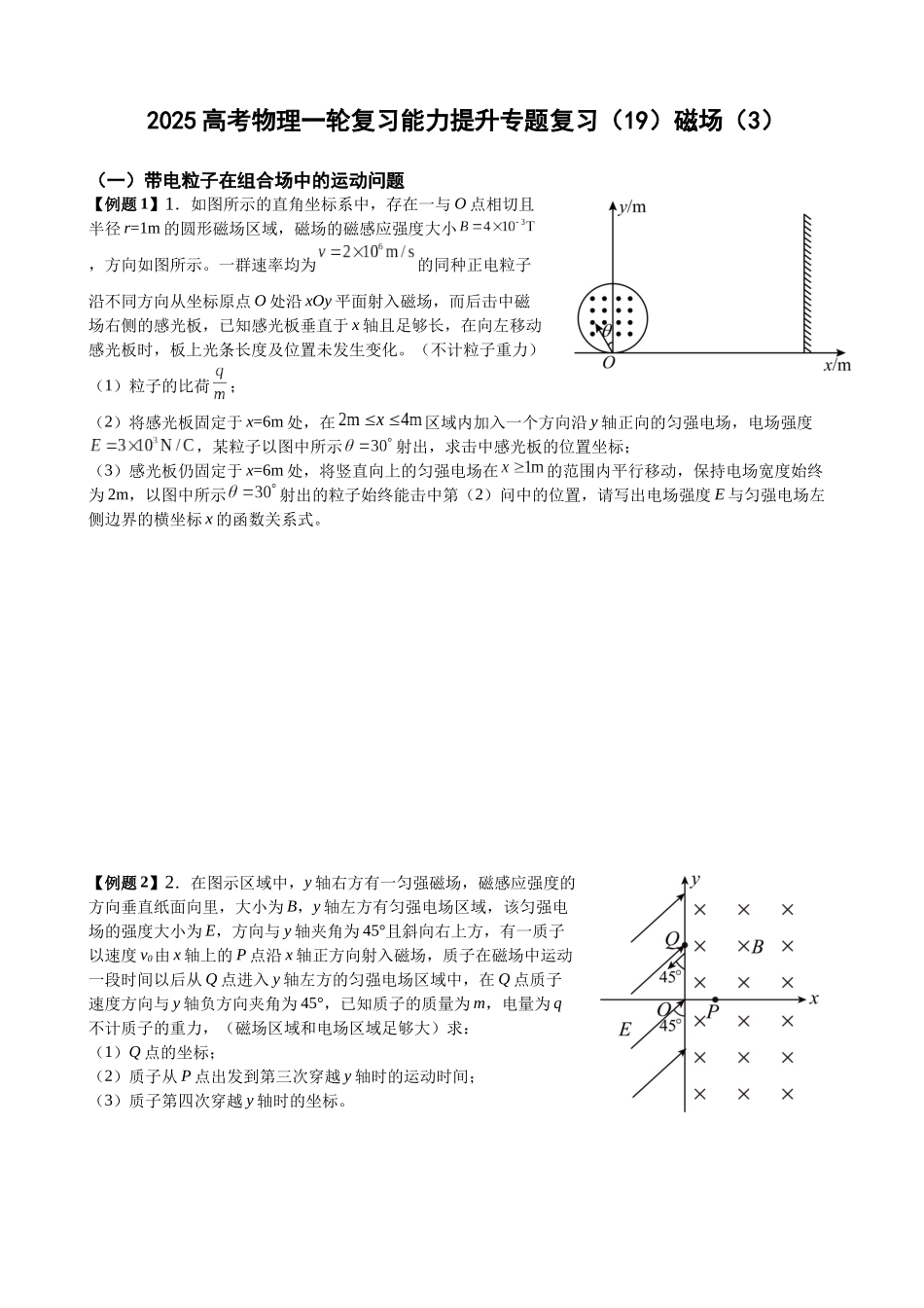 2025高考物理一轮复习能力提升专题复习(19)磁场(3)(学生版).docx_第1页