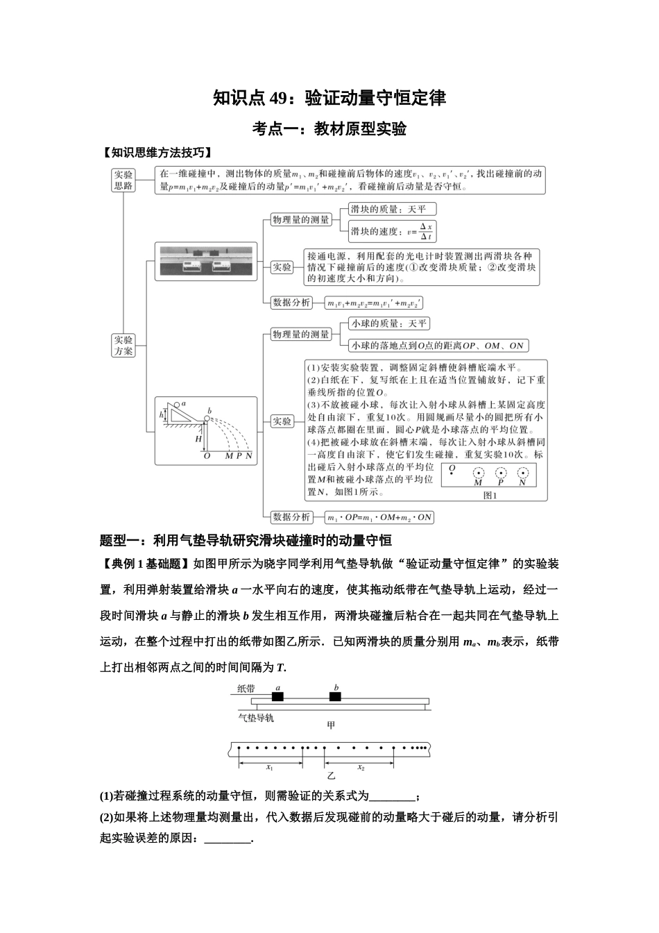 知识点49：验证动量守恒定律（解析版）.docx_第1页