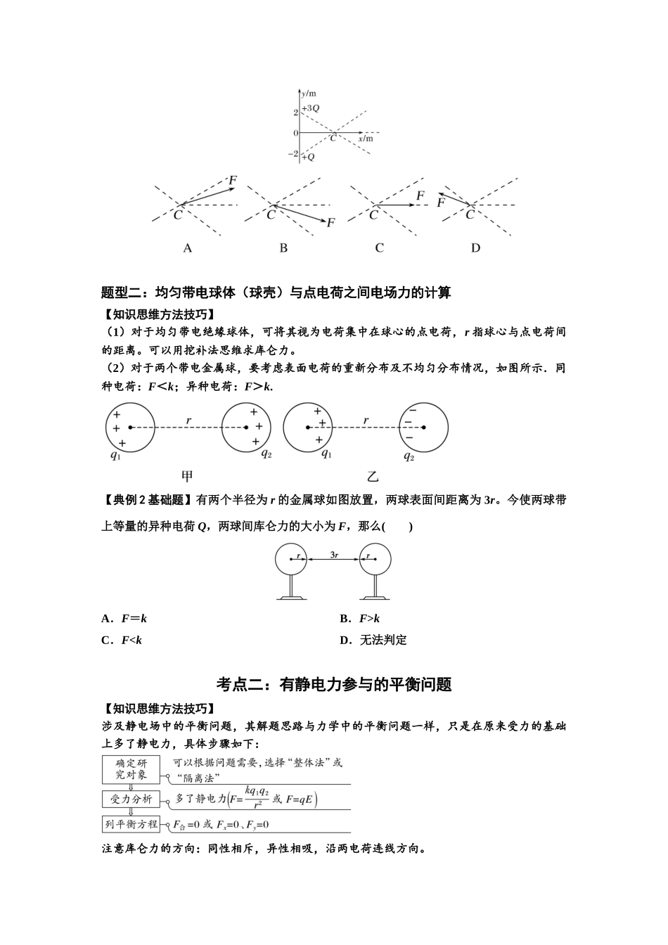 知识点59：电场力的理解及应用（原卷版）.docx_第2页