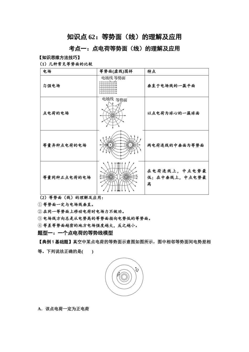 知识点62：等势面（线）的理解及应用（解析版）.docx_第1页