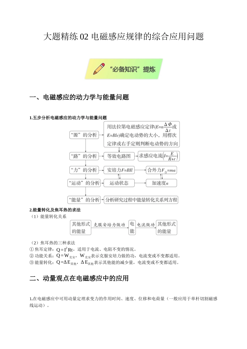 大题精练02 电磁感应规律的综合应用问题（选考第16题）（教师版）.docx_第1页
