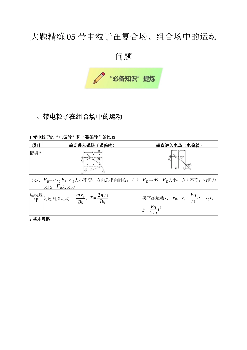大题精练05 带电粒子在复合场、组合场中的运动问题（选考第18题）（学生版）.docx_第1页