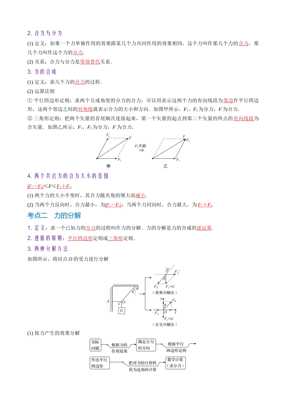 第2讲 力的合成与分解(教师版).docx_第2页