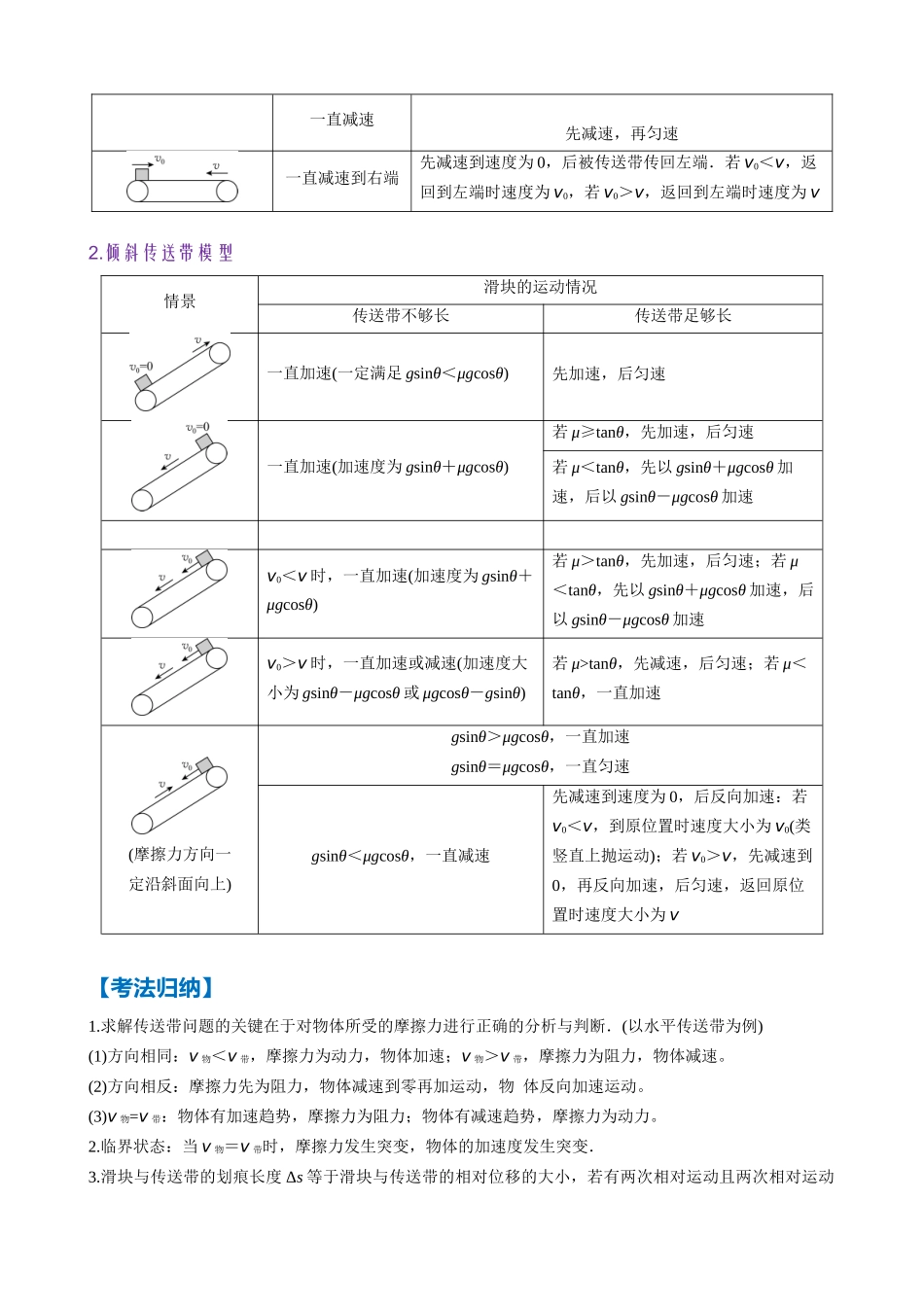 第3章 微专题4 “传送带”模型与“滑块—木板”模型(教师版).docx_第2页