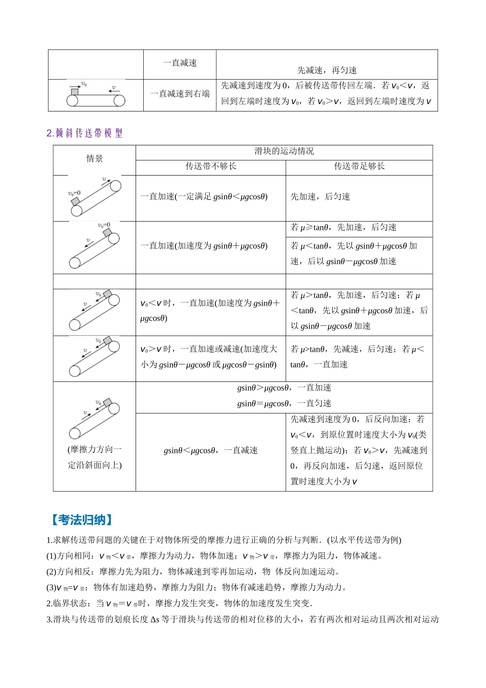 第3章 微专题4　“传送带”模型与“滑块—木板”模型（学生版）.docx_第2页