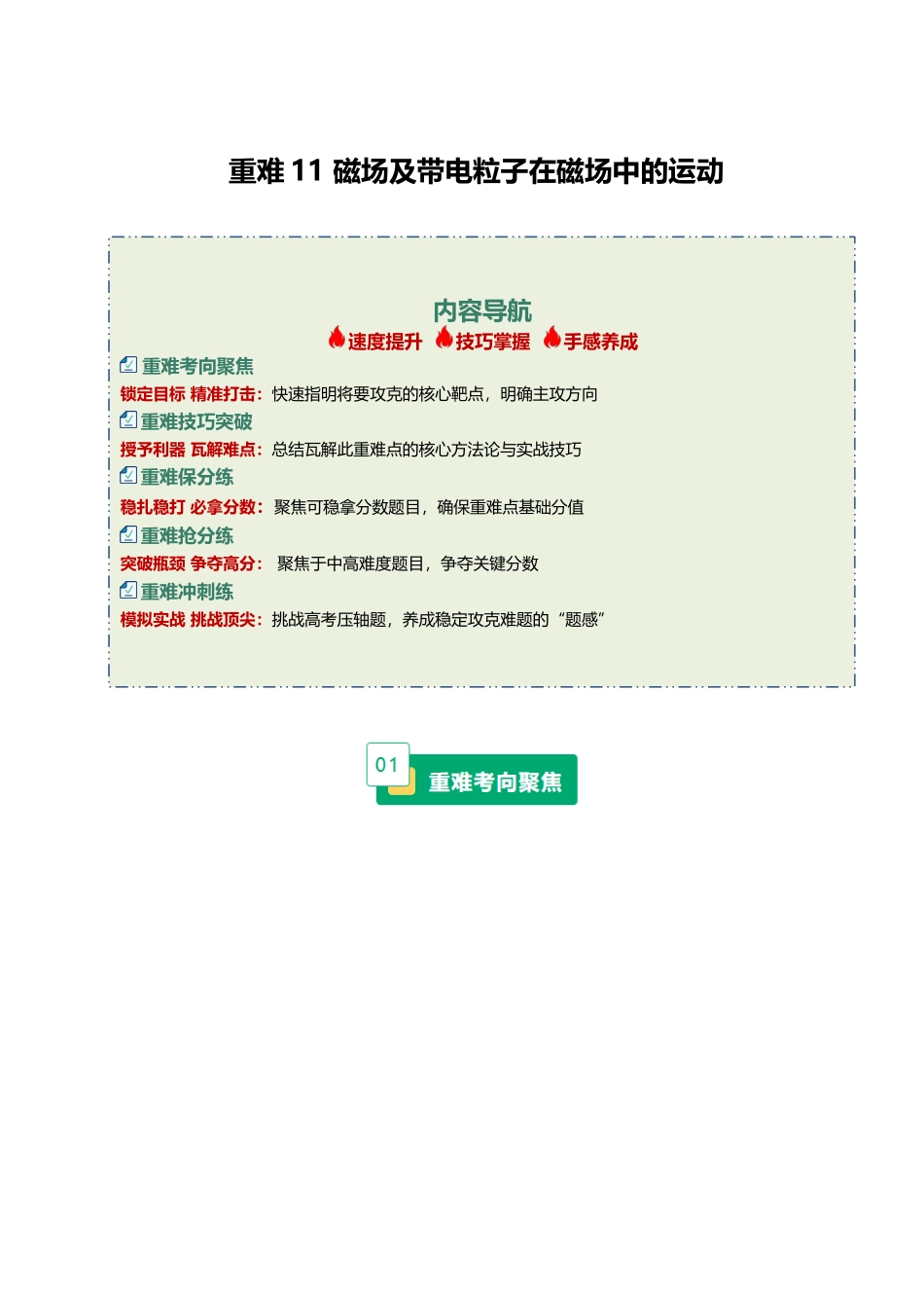 重难11 磁场及带电粒子在磁场中的运动（重难专练）（黑吉辽蒙专用）（学生版）.docx_第1页