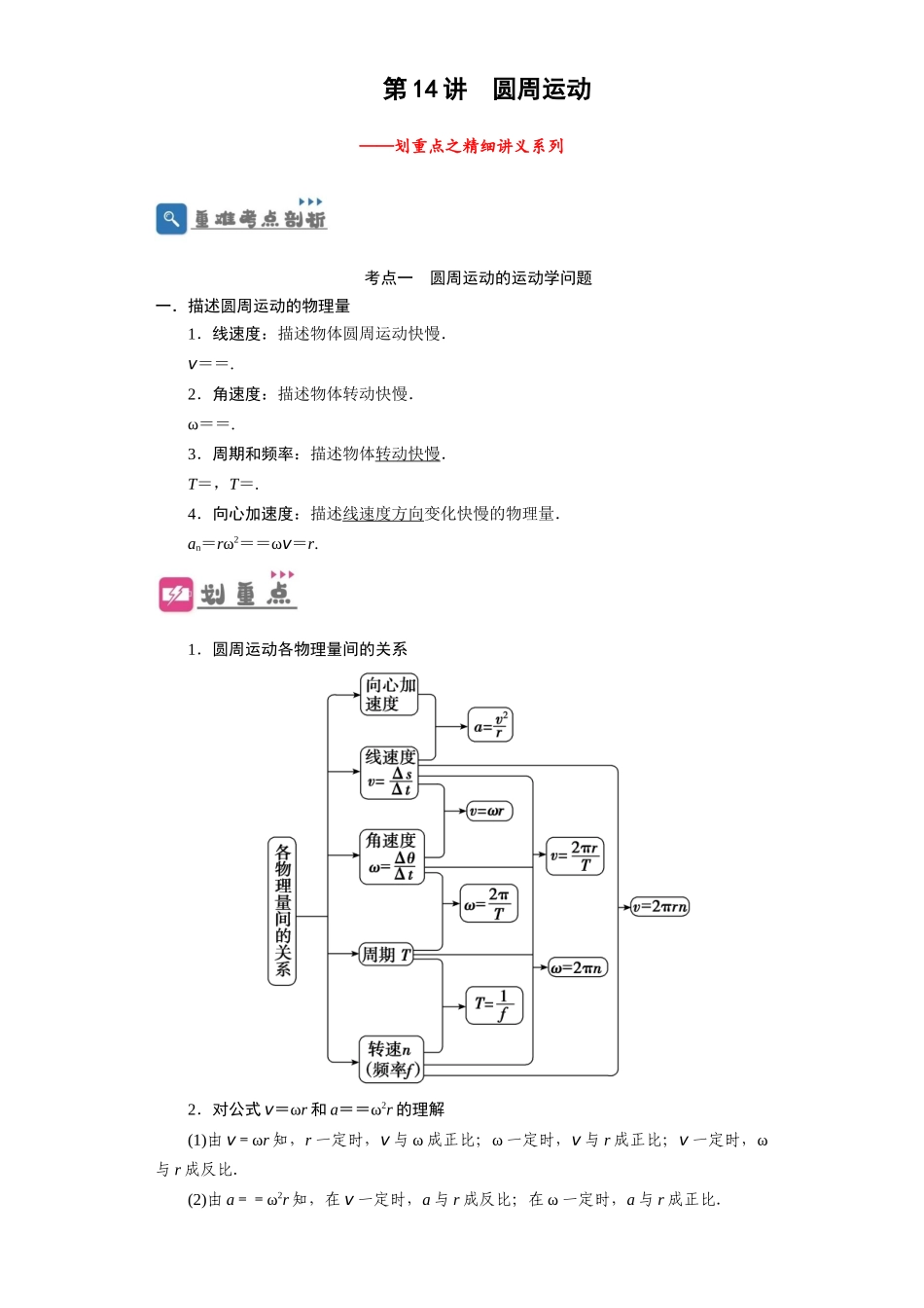 第14讲   圆周运动 （解析版）.docx_第1页