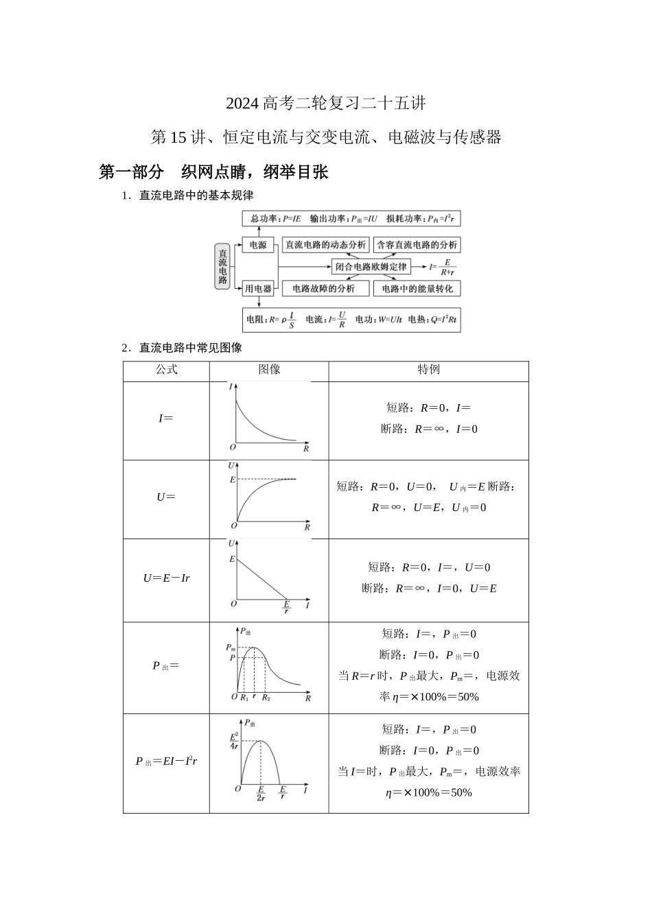 第15讲、恒定电流与交变电流、电磁波与传感器（原卷版）.docx_第1页