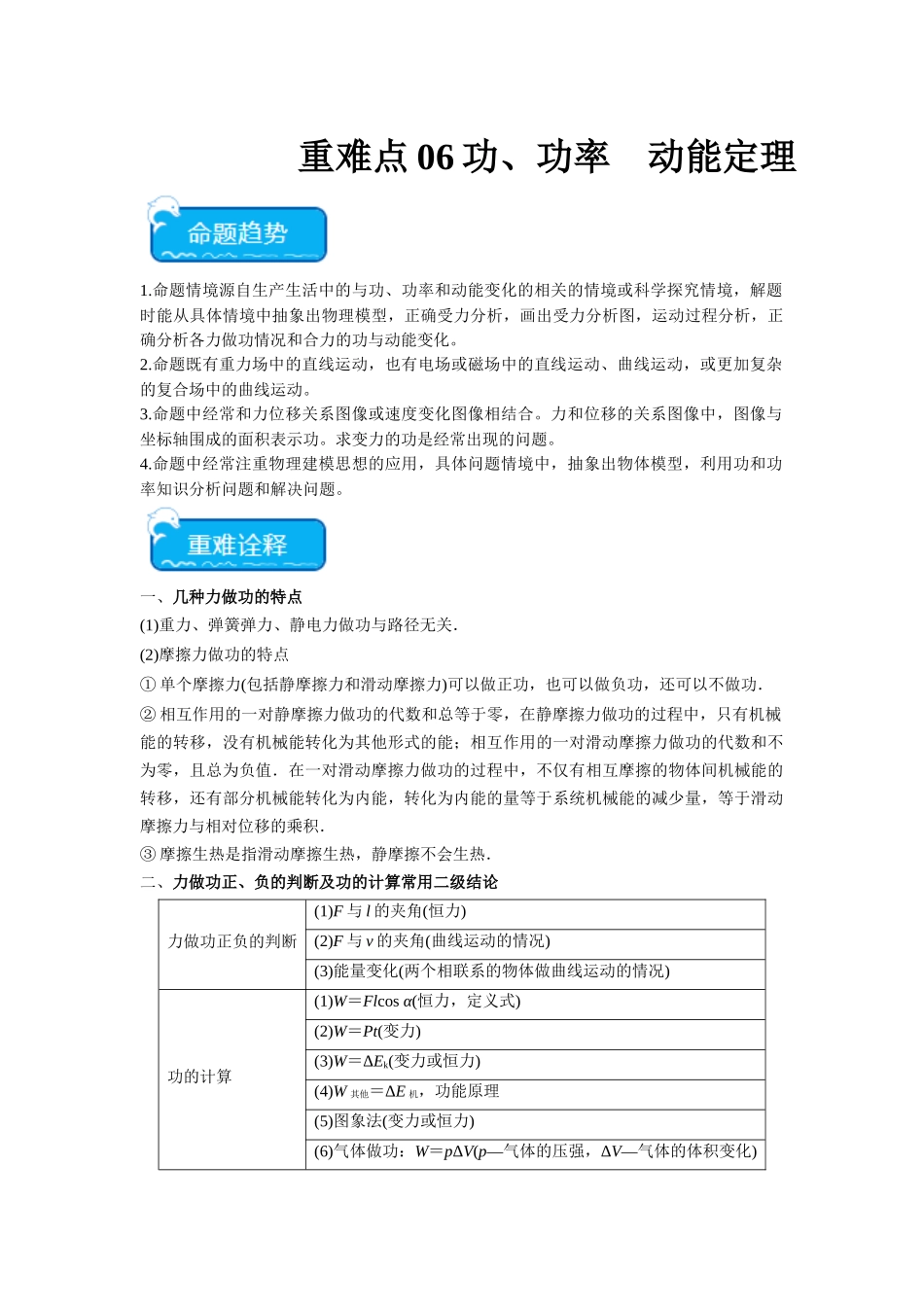 重难点06 功、功率 动能定理(学生版).docx_第1页