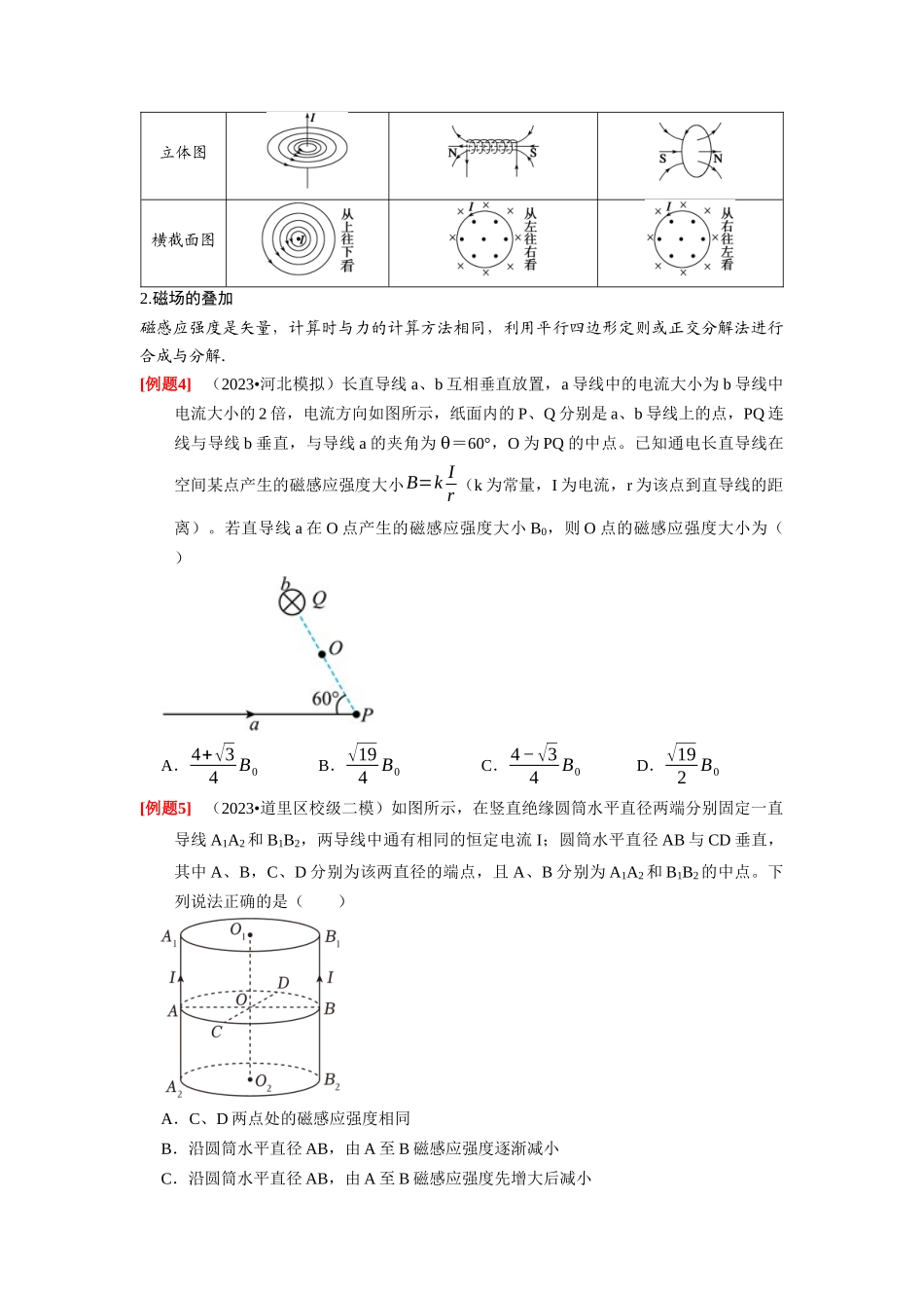 第21讲 磁场的描述 磁场对电流的作用(原卷版).docx_第3页