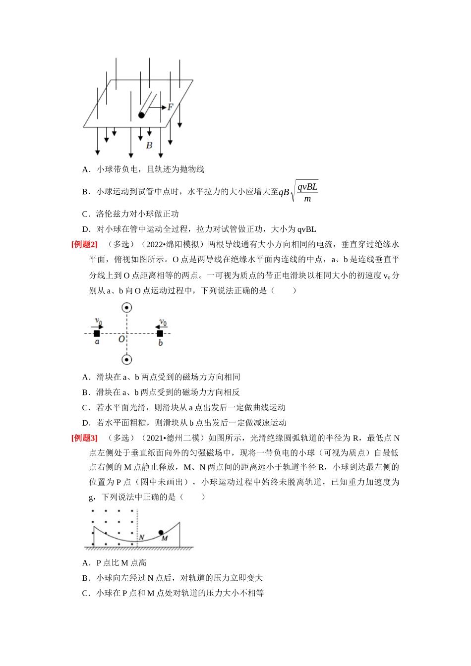 第22讲　磁场对运动电荷的作用（原卷版）.docx_第2页