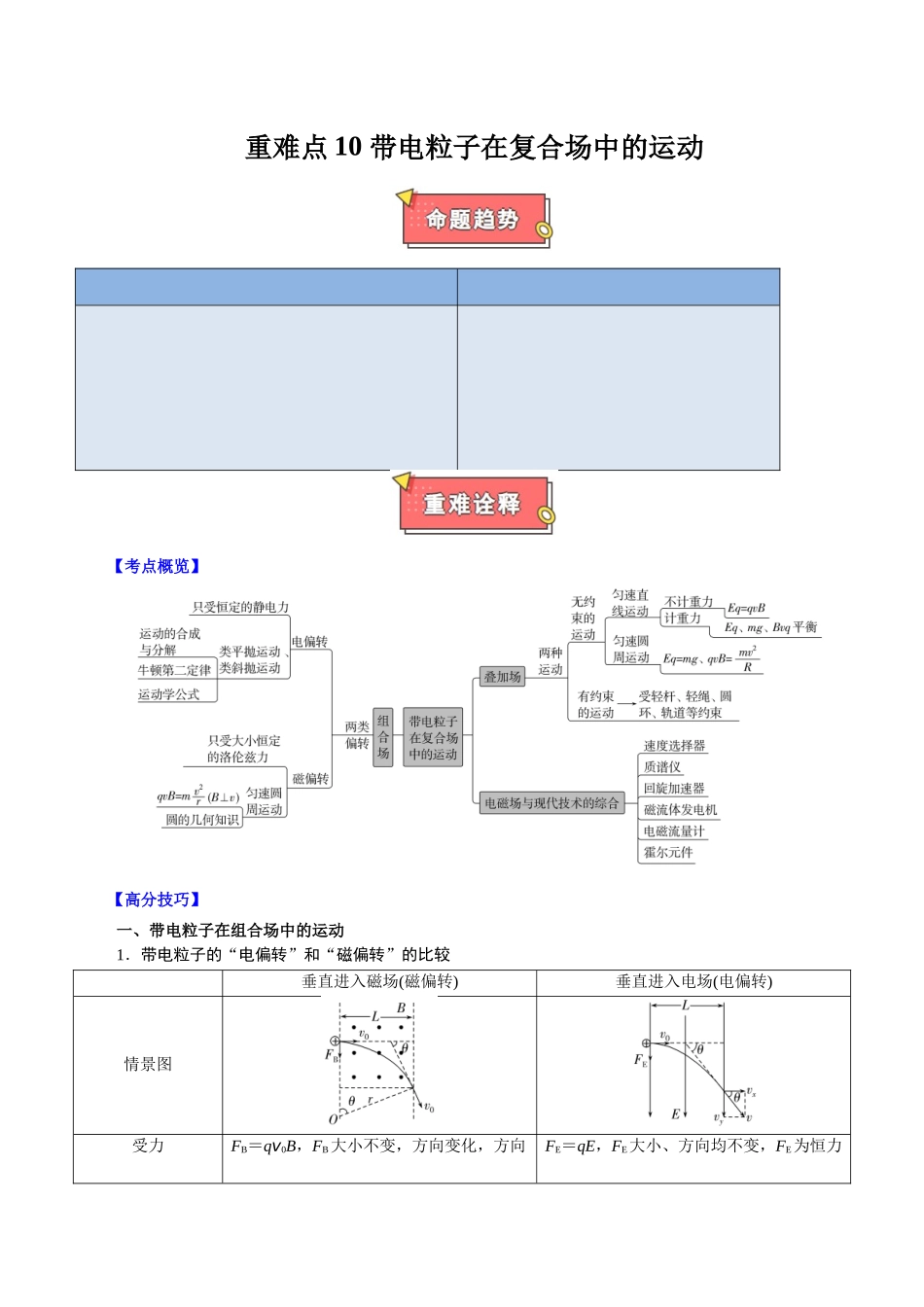重难点10 带电粒子在复合场中的运动（解析版）.docx_第1页
