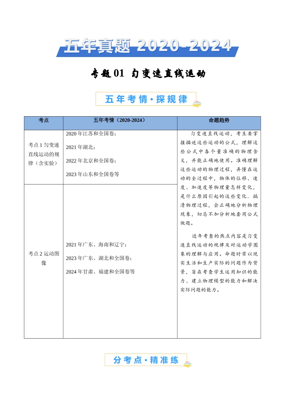 专题01 匀变速直线运动(原卷版) .docx_第1页