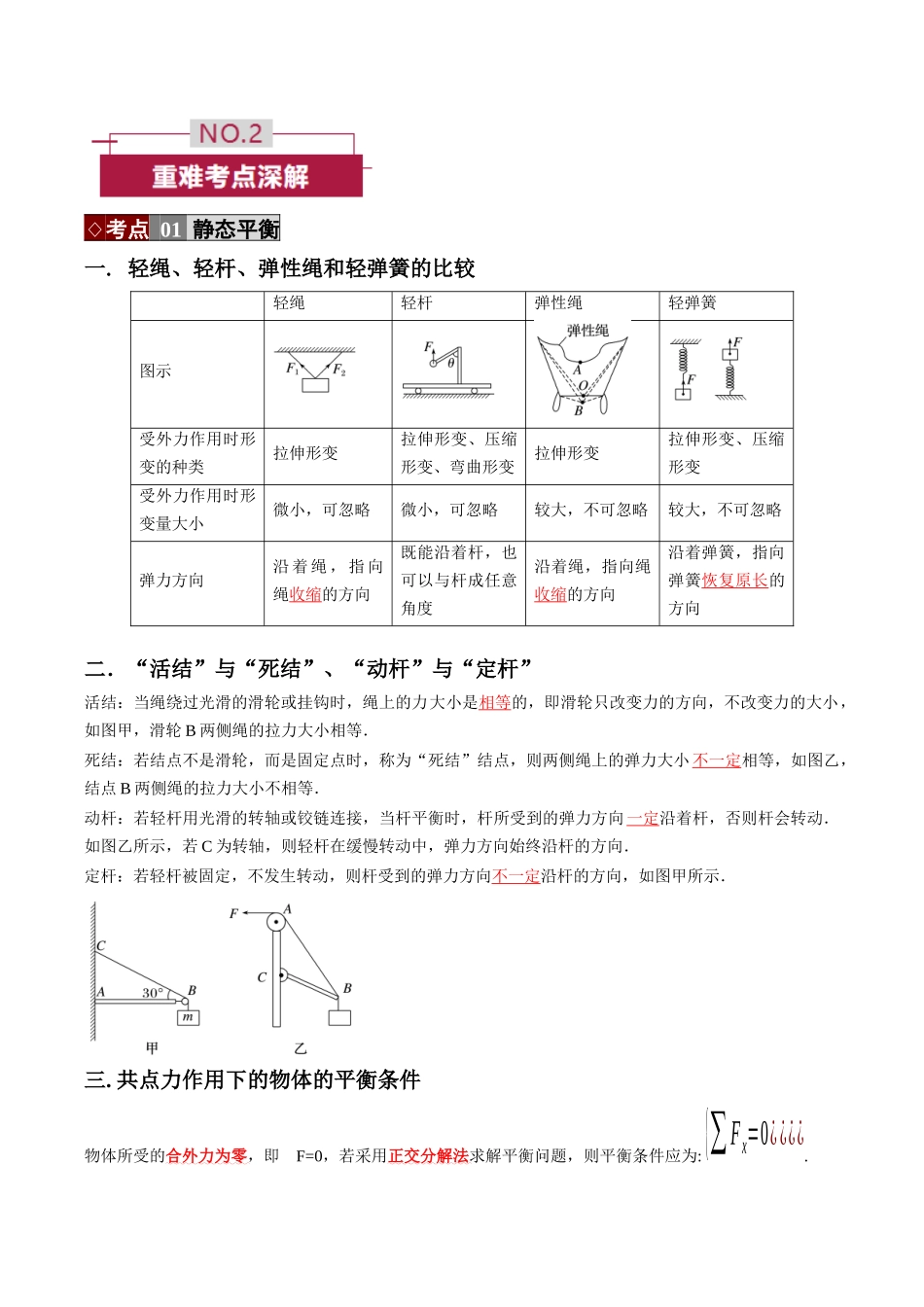 专题01 力与物体的平衡(培优讲义)(全国通用)(教师版).docx_第2页