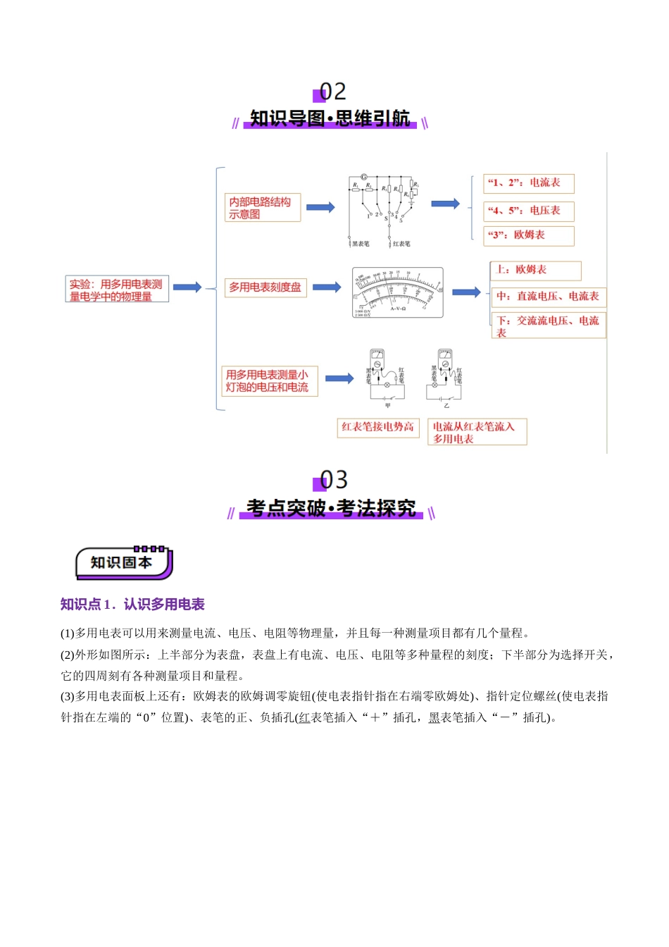 第44讲 重点实验:用多用电表测量电学中的物理量(讲义)(教师版).docx_第2页
