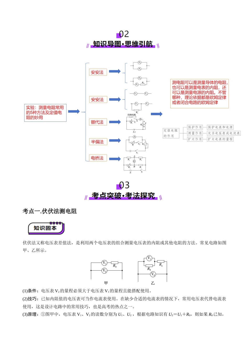 第45讲   创新思维--测量电阻常用的5种方法及定值电阻的妙用（讲义）（教师版）.docx_第2页