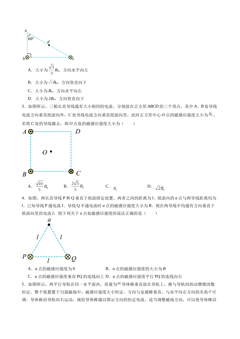 第46讲 磁场及其对电流的作用(练习)(学生版).docx_第2页