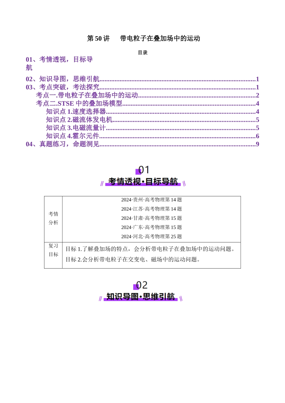 第50讲   带电粒子在叠加场中的运动（讲义）（教师版）.docx_第1页