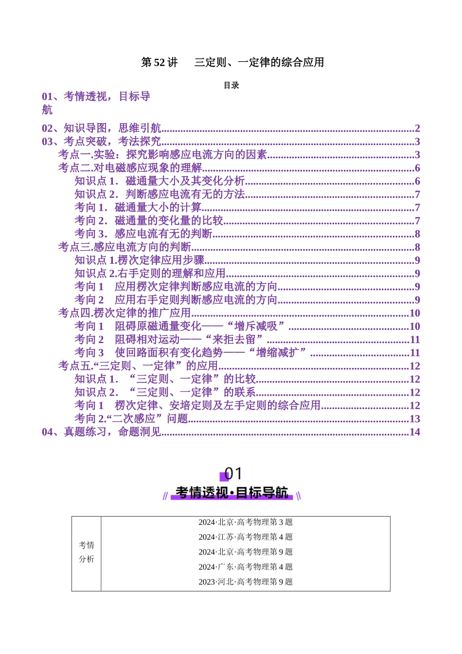第52讲 三定则、一定律的综合应用(讲义)(教师版).docx_第1页