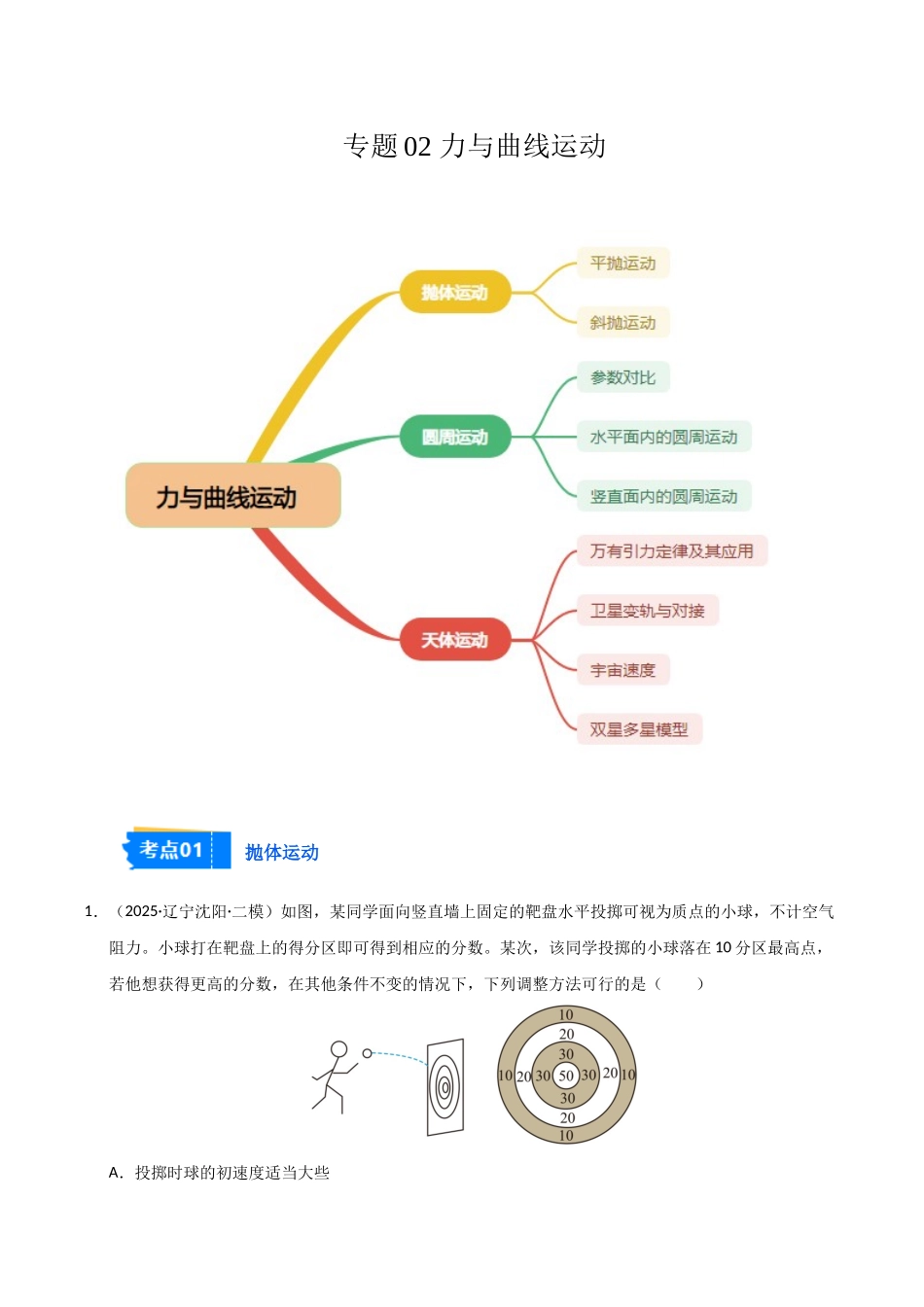 专题02 力与曲线运动(黑吉辽蒙)(教师版).docx_第1页