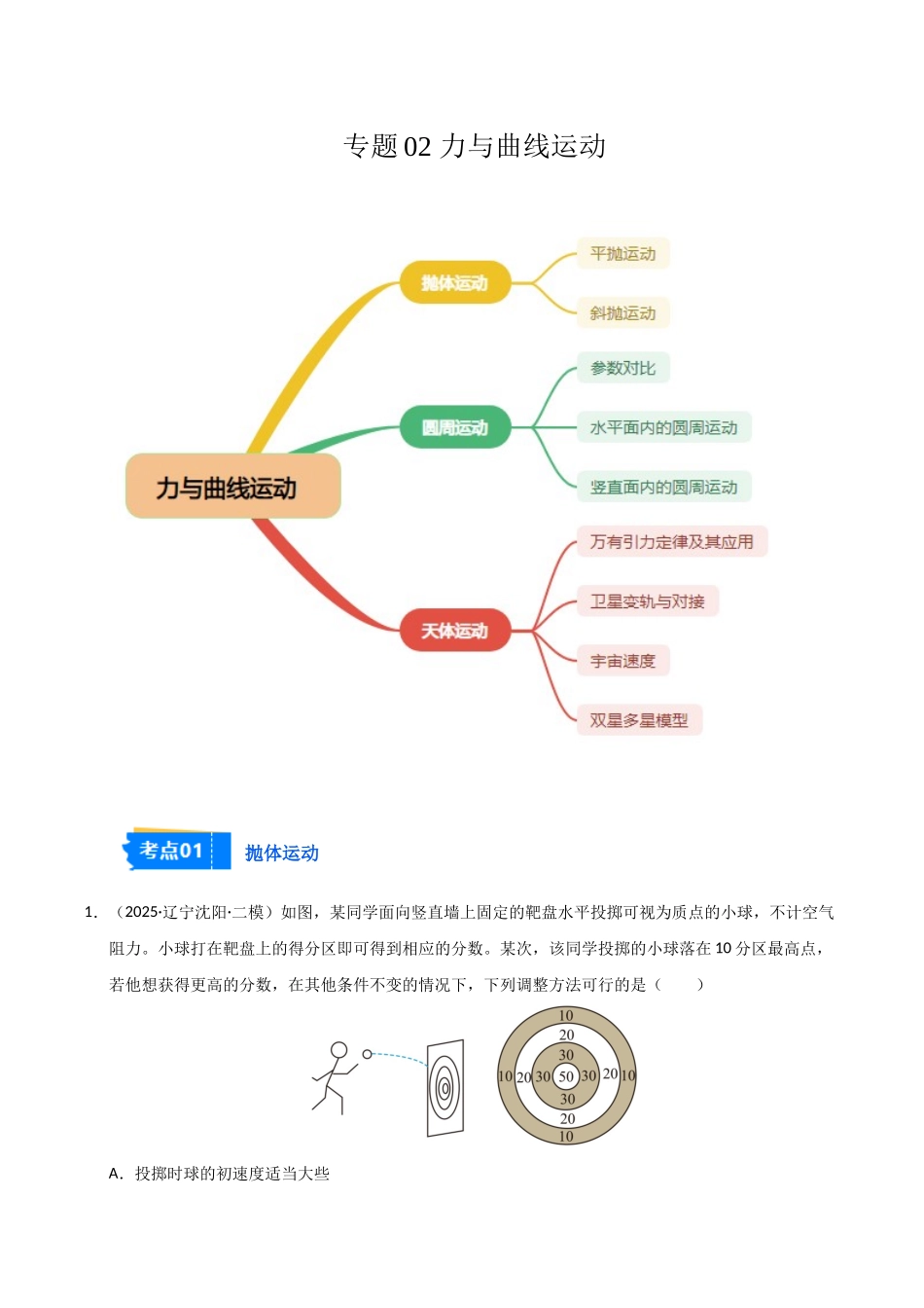 专题02 力与曲线运动(黑吉辽蒙)(学生版).docx_第1页