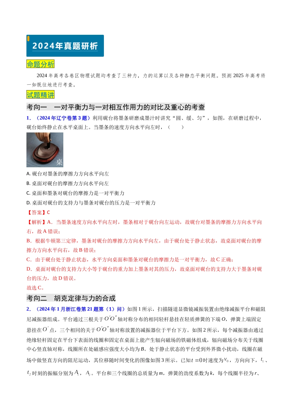 专题02 三种力及静态平衡(解析版).docx_第2页