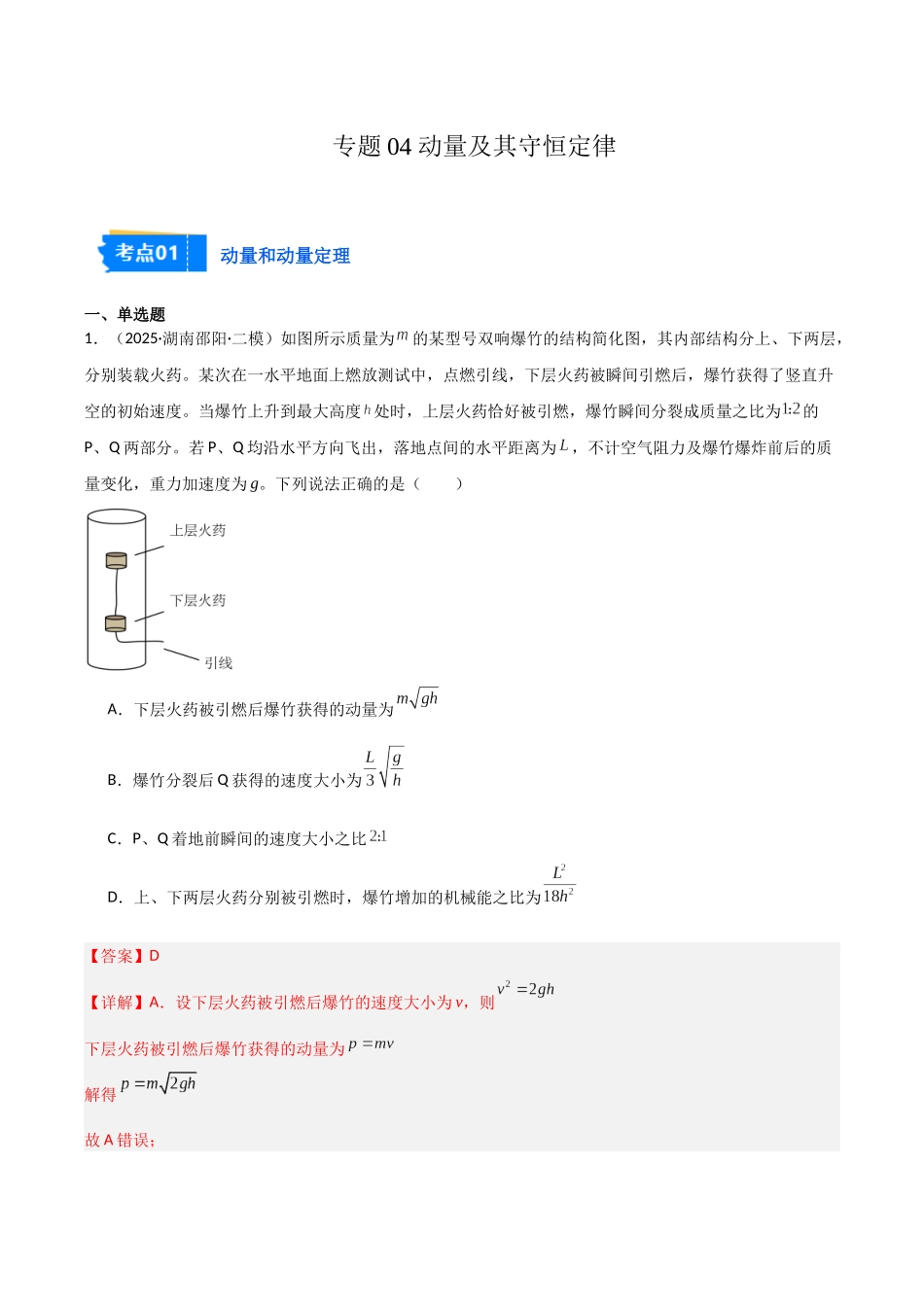 专题04 动量及其守恒定律(2大考点)(教师版).docx_第1页