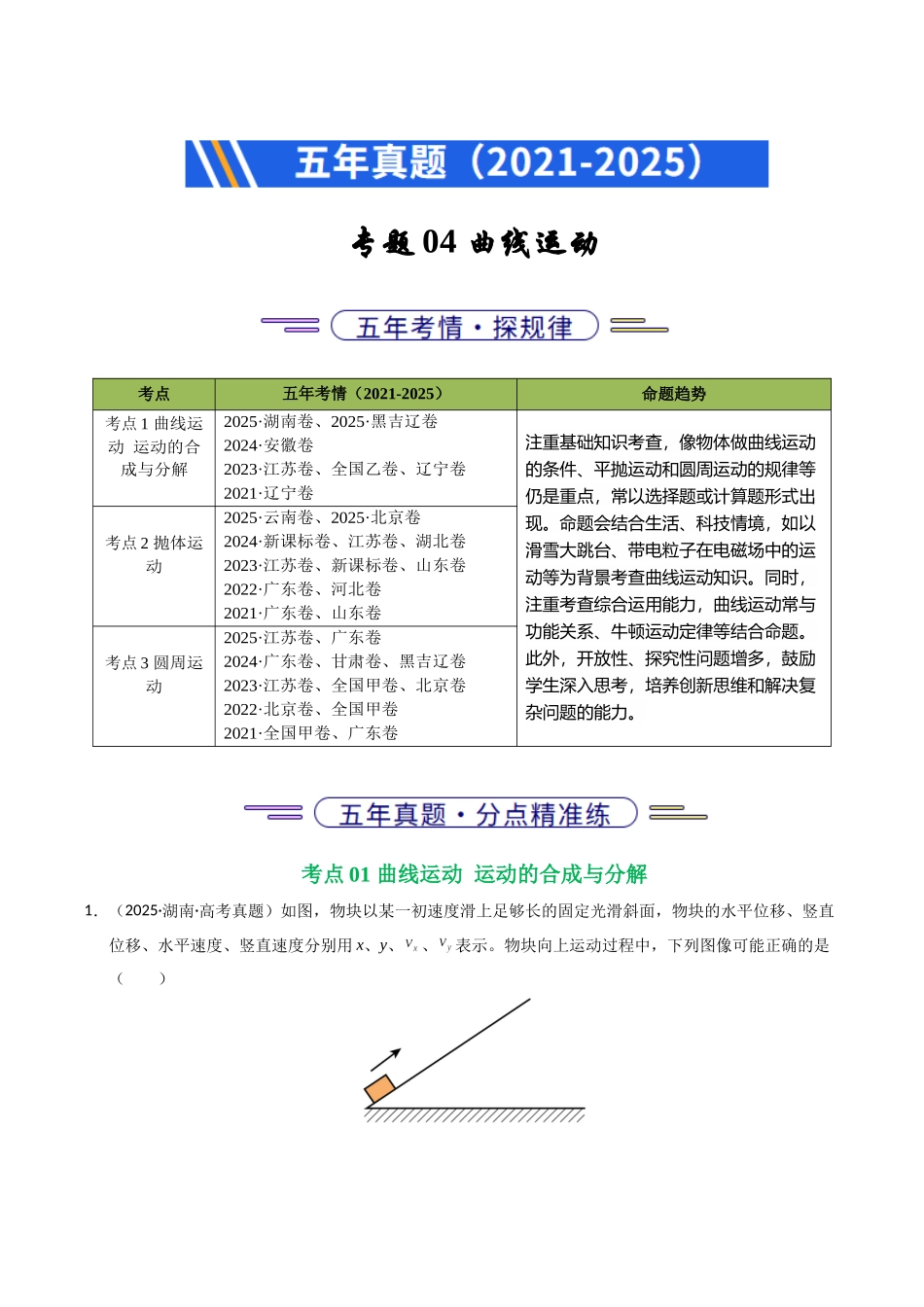 专题04 曲线运动（全国通用）（教师版）.docx_第1页