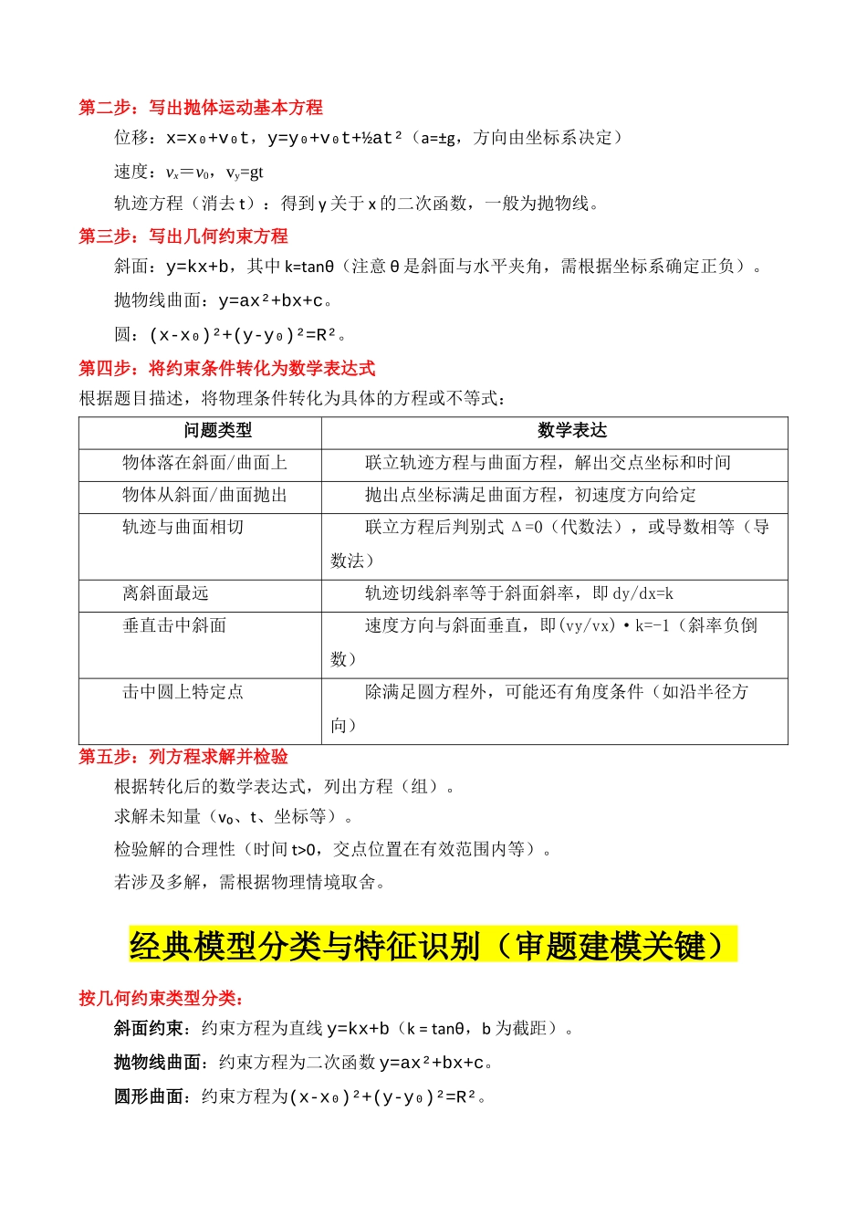 专题05 ”抛体运动与斜面和曲面结合“系统性答题模板与思维建模(全国通用)(教师版) .docx_第2页